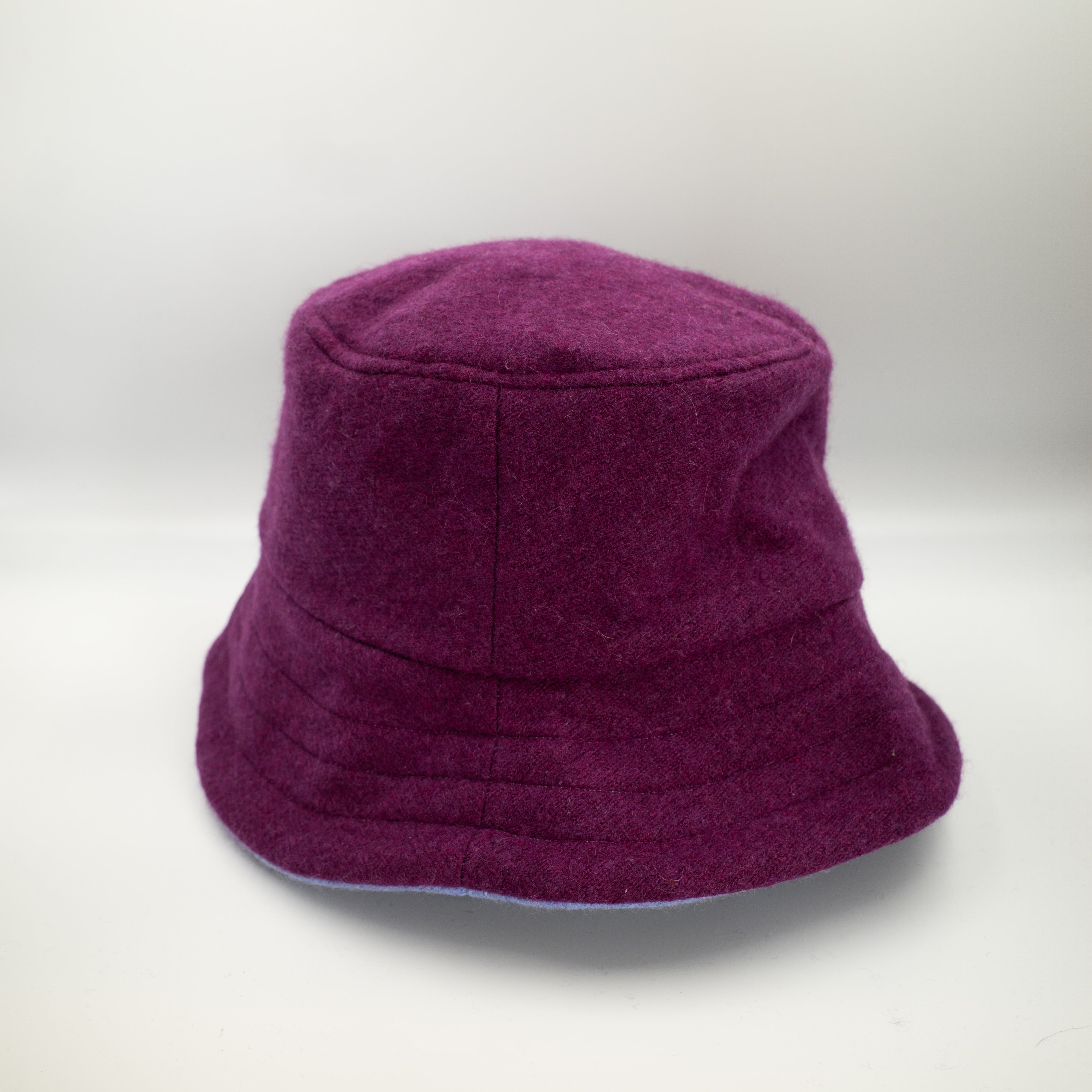 Plum Purple Reversible Cashmere Bucket Hat Large