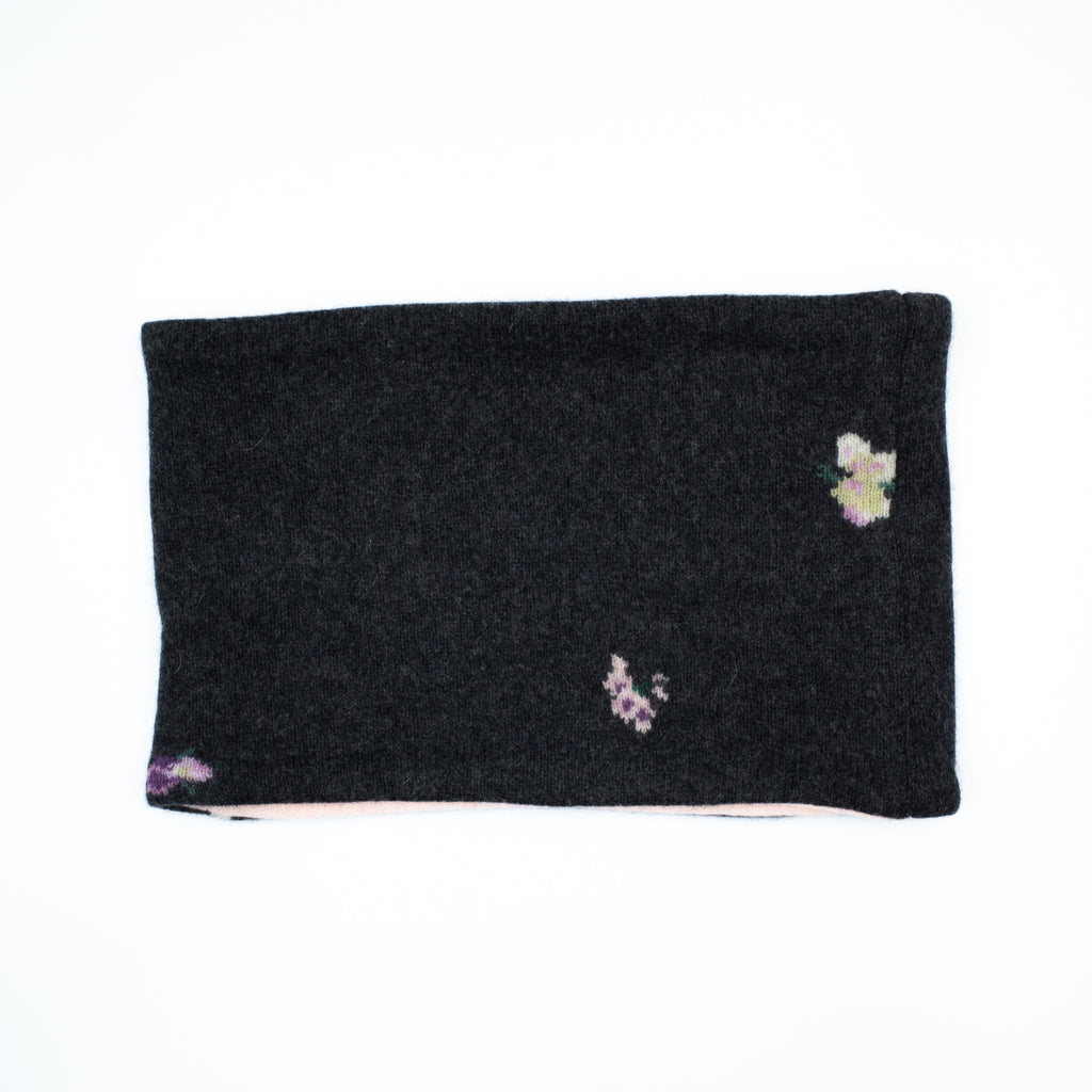 Charcoal Grey and Baby Pink Floral Neck Warmer