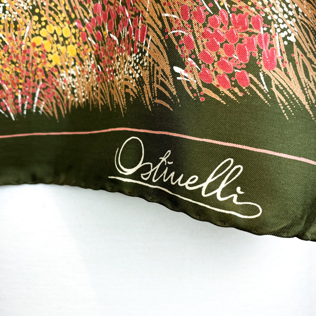1970s Ostinelli Floral Vintage Silk Scarf