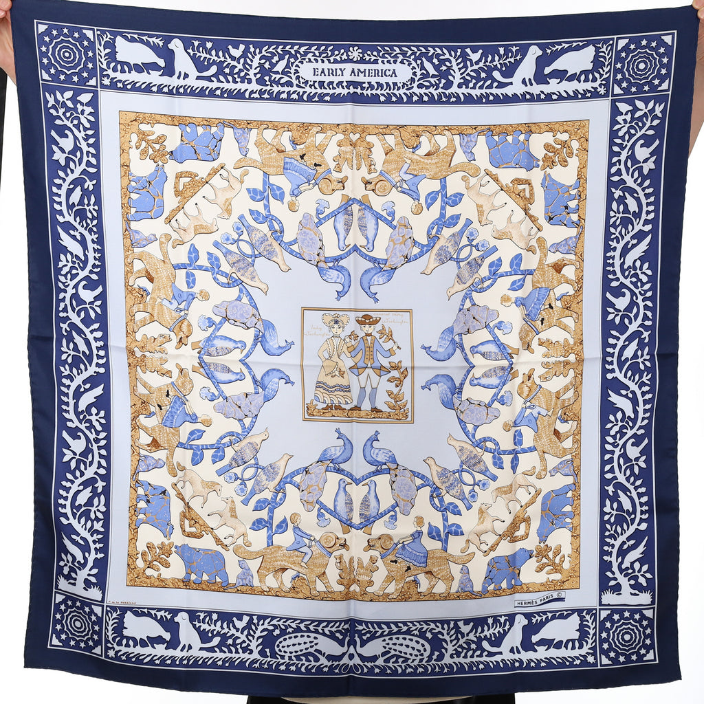 Pristine Hermès Early America Silk Scarf Quite Rare