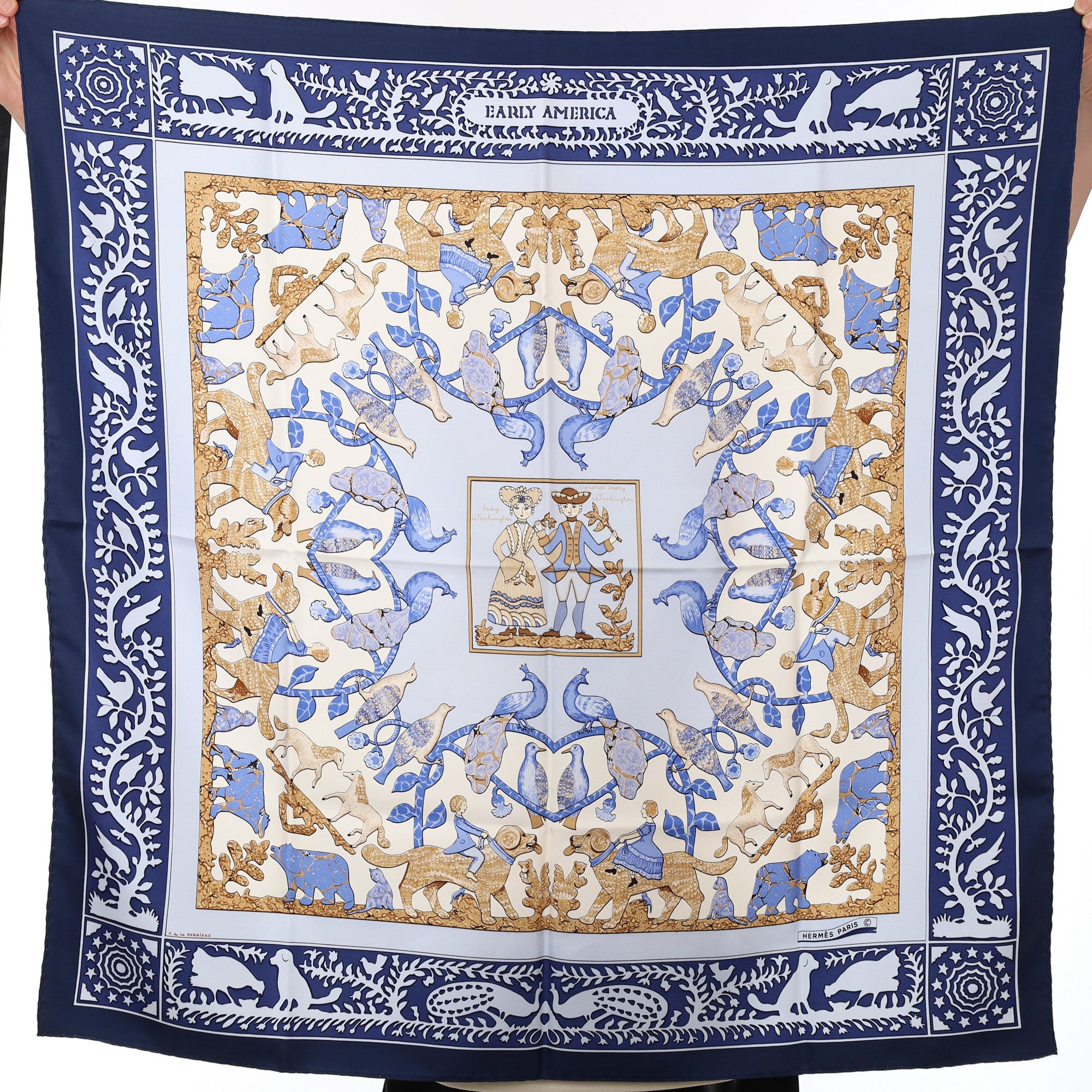 Pristine Hermès Early America Silk Scarf Quite Rare