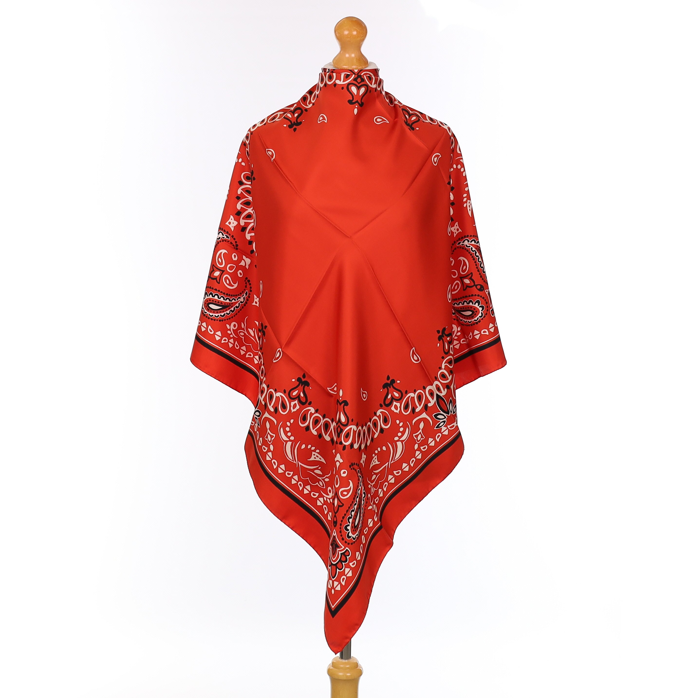 Brand New Italian Vermillion Red Bandana Style Silk Scarf