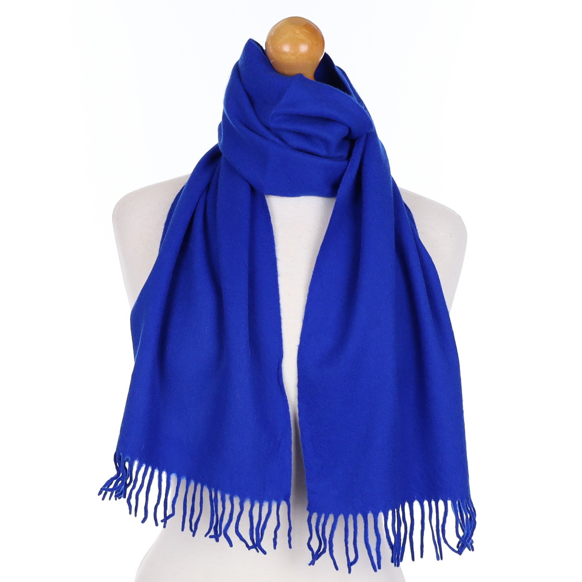 Electric Blue Cashmere Tasselled Woven Scarf