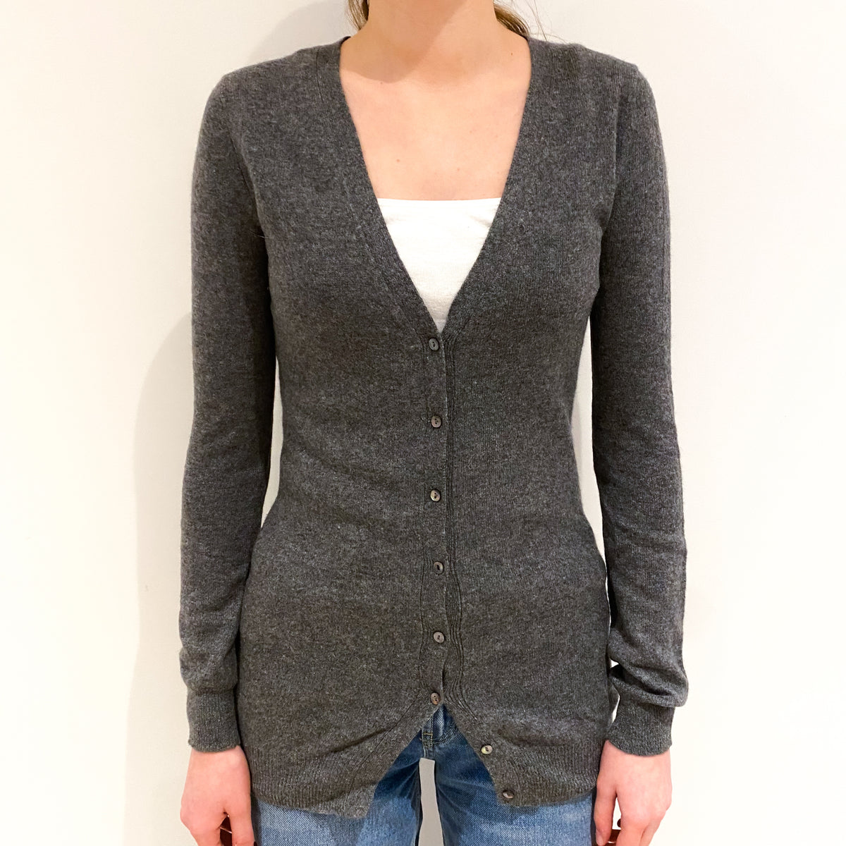 Slate Grey V Neck Cardigan Extra Small