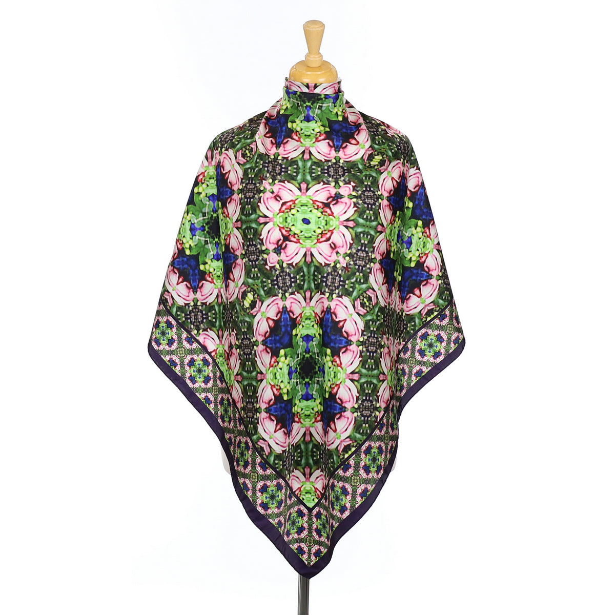 Vintage Tie Rack Floral Printed Silk Scarf