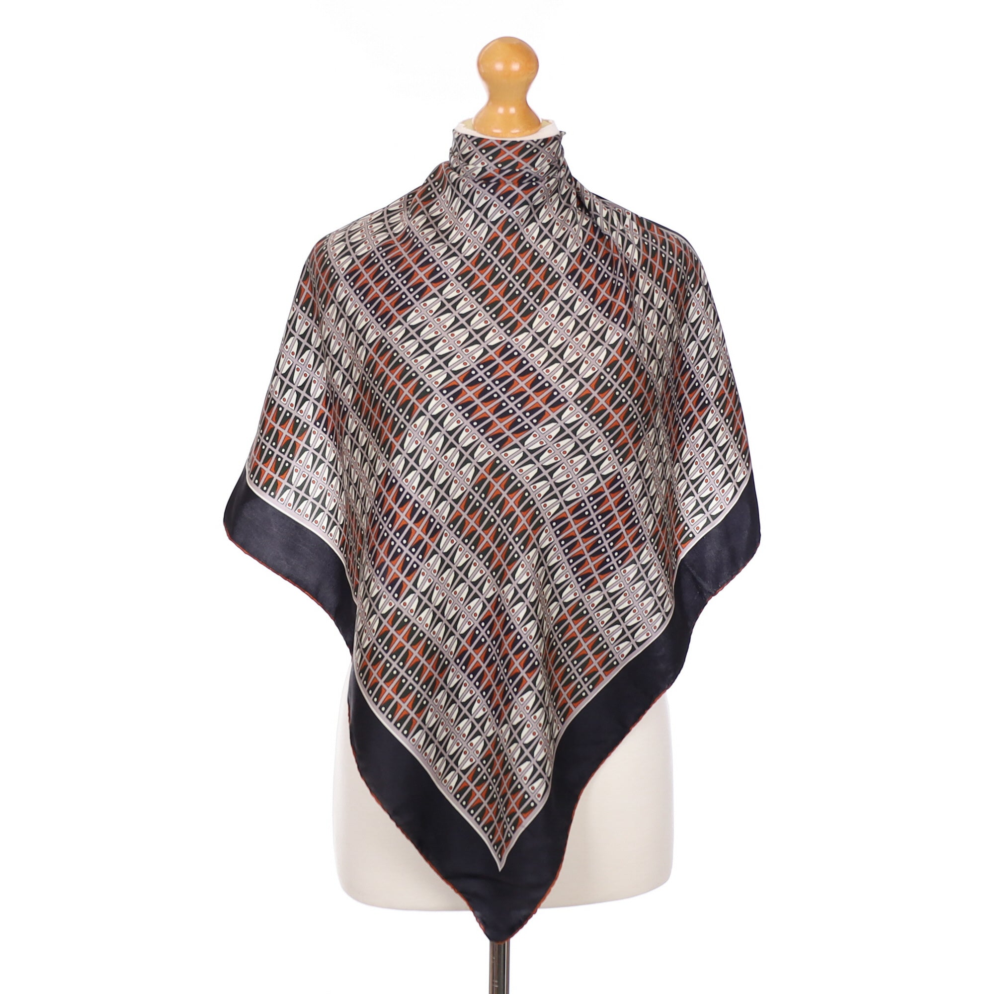 Geometric Vintage Silk Scarf