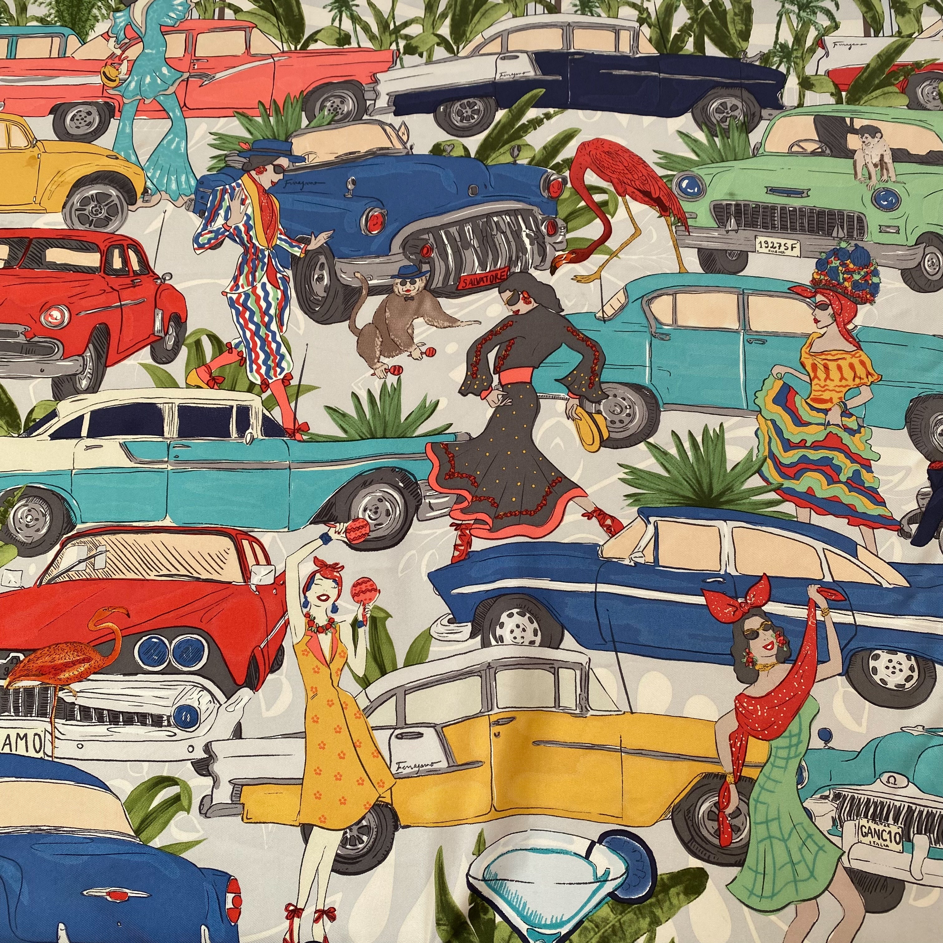Salvadore Ferragamo Designer Car Silk Scarf