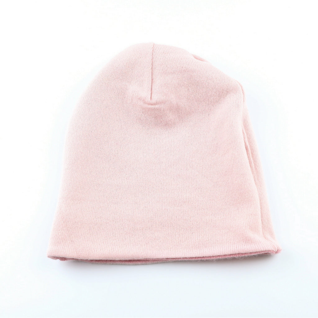 Dusky Pink and Pale Pink Reversible Cashmere Beanie Hat