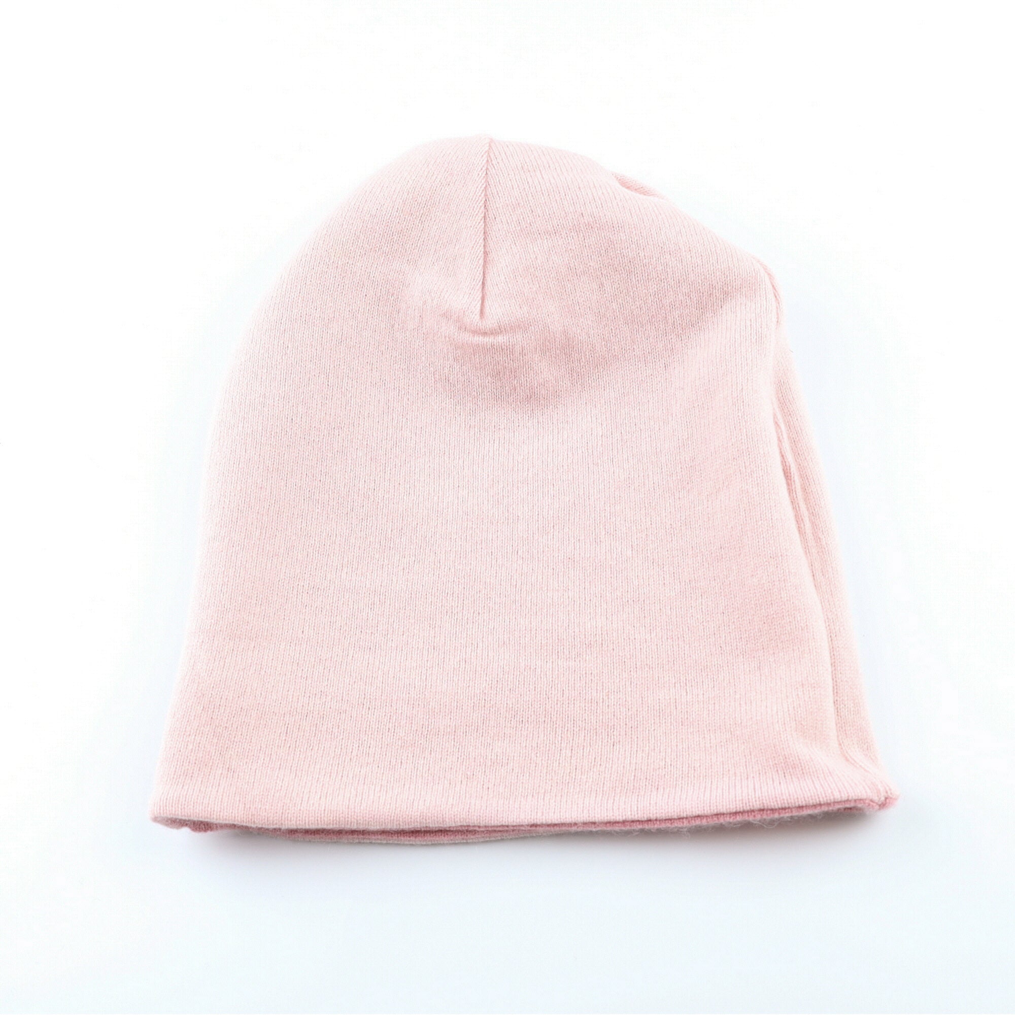 Dusky Pink and Pale Pink Reversible Cashmere Beanie Hat