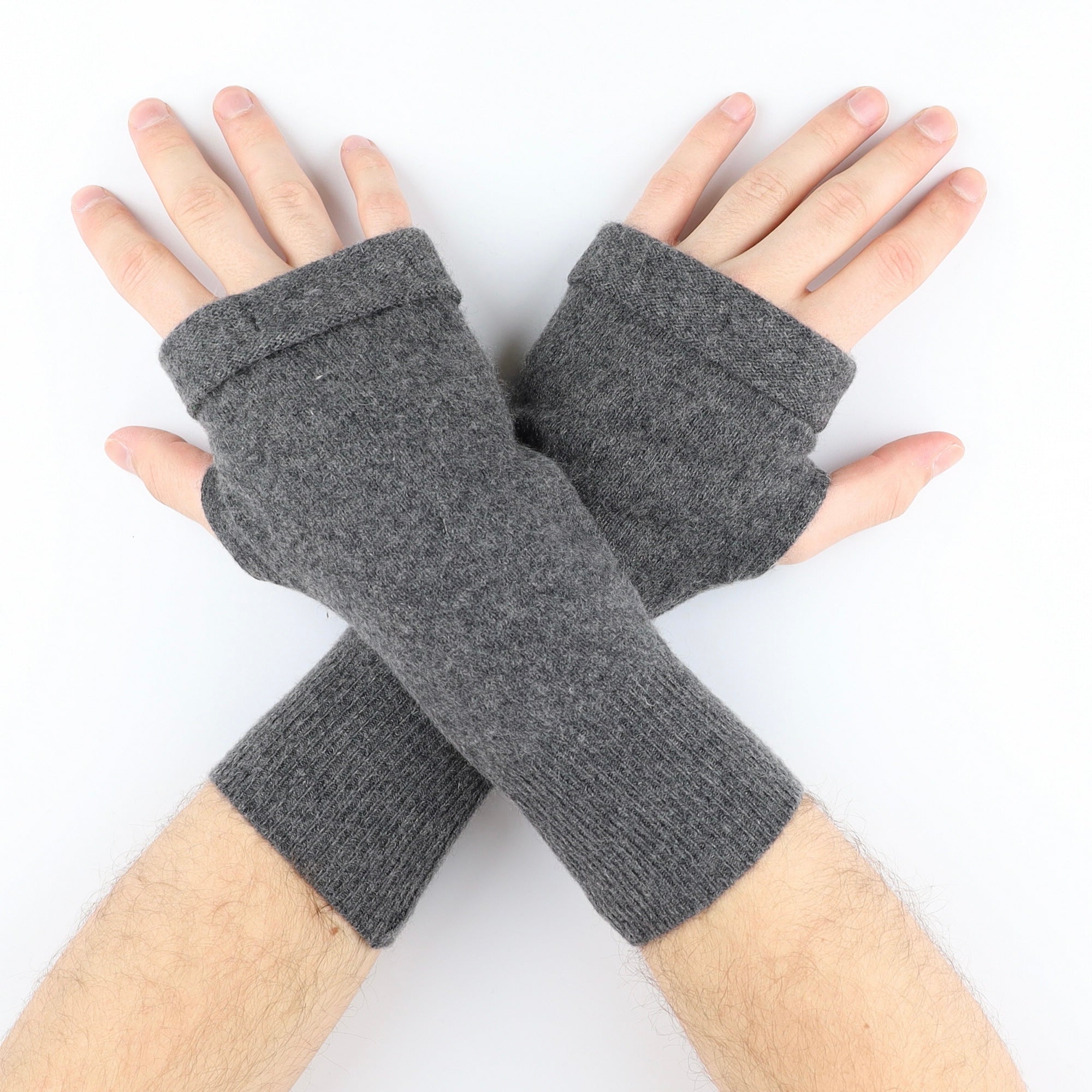 Men’s Smoke Grey Fingerless Gloves