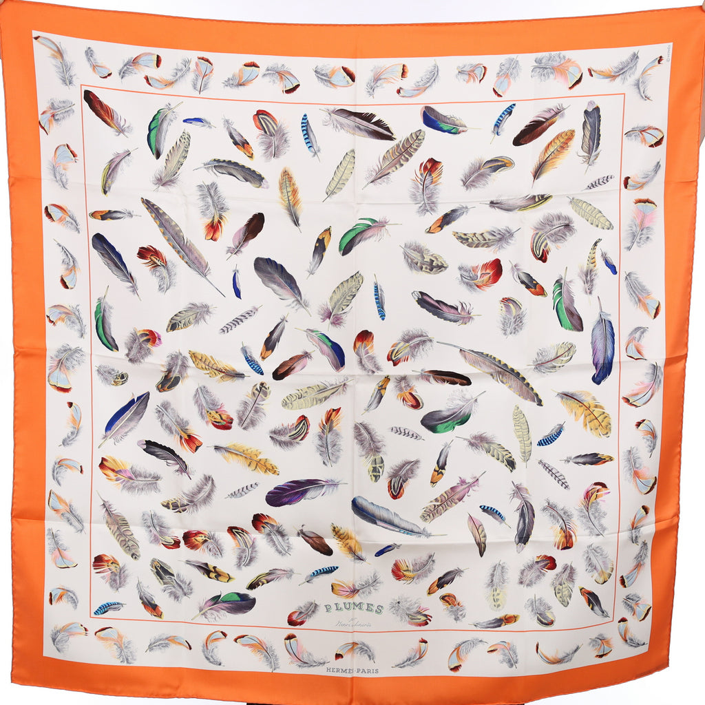 Brand New Boxed Hermès Plumes Silk Scarf