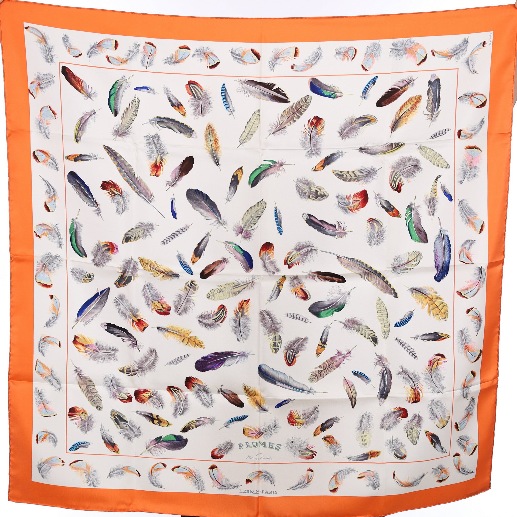 Brand New Boxed Hermès Plumes Silk Scarf