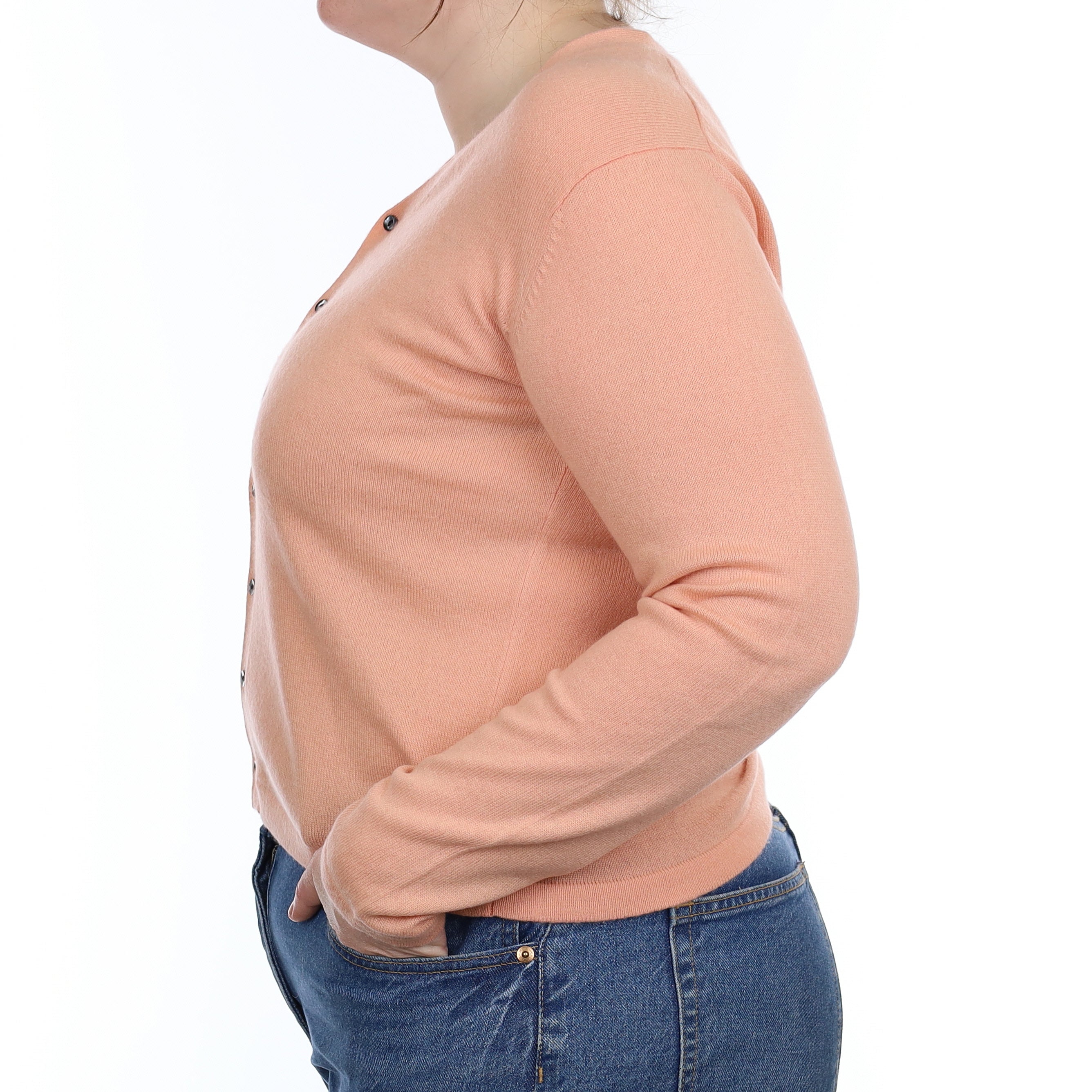 Peach Cashmere V Neck Cardigan Large