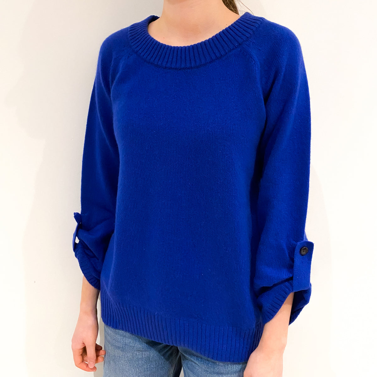 Cobalt Blue Chunky Crew Neck Jumper Extra Small