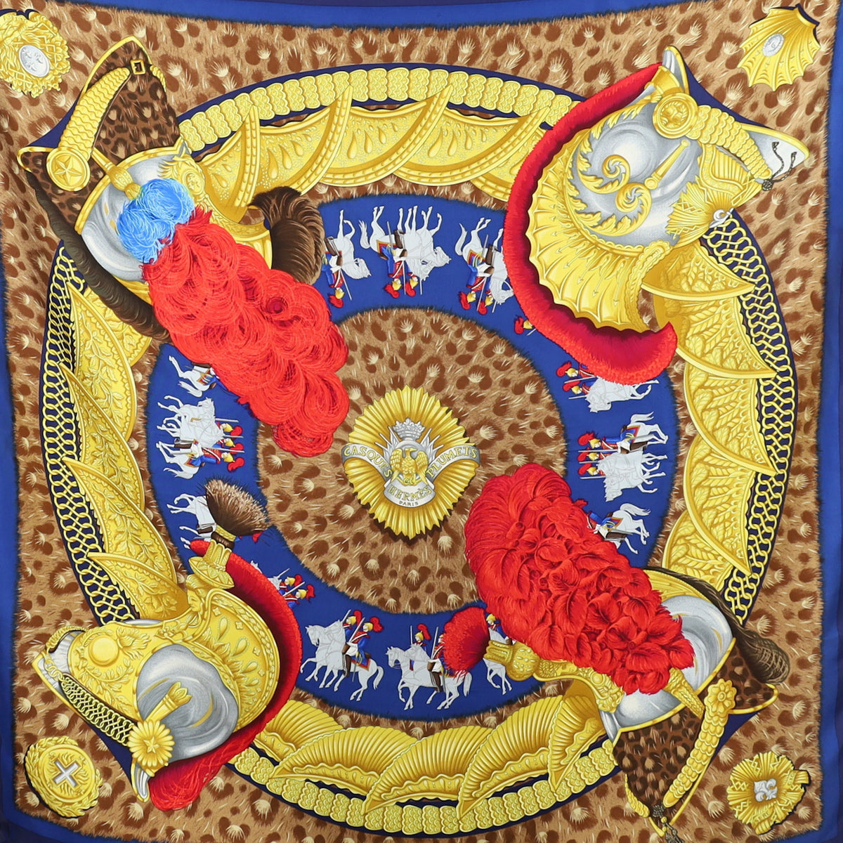 Hermès Casque Et Plumets Silk Scarf