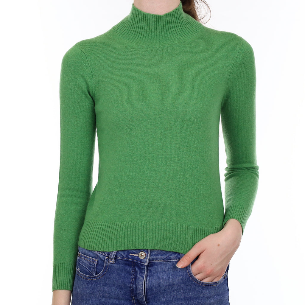 Jade Green Cashmere Turtle Neck Jumper Extra Small