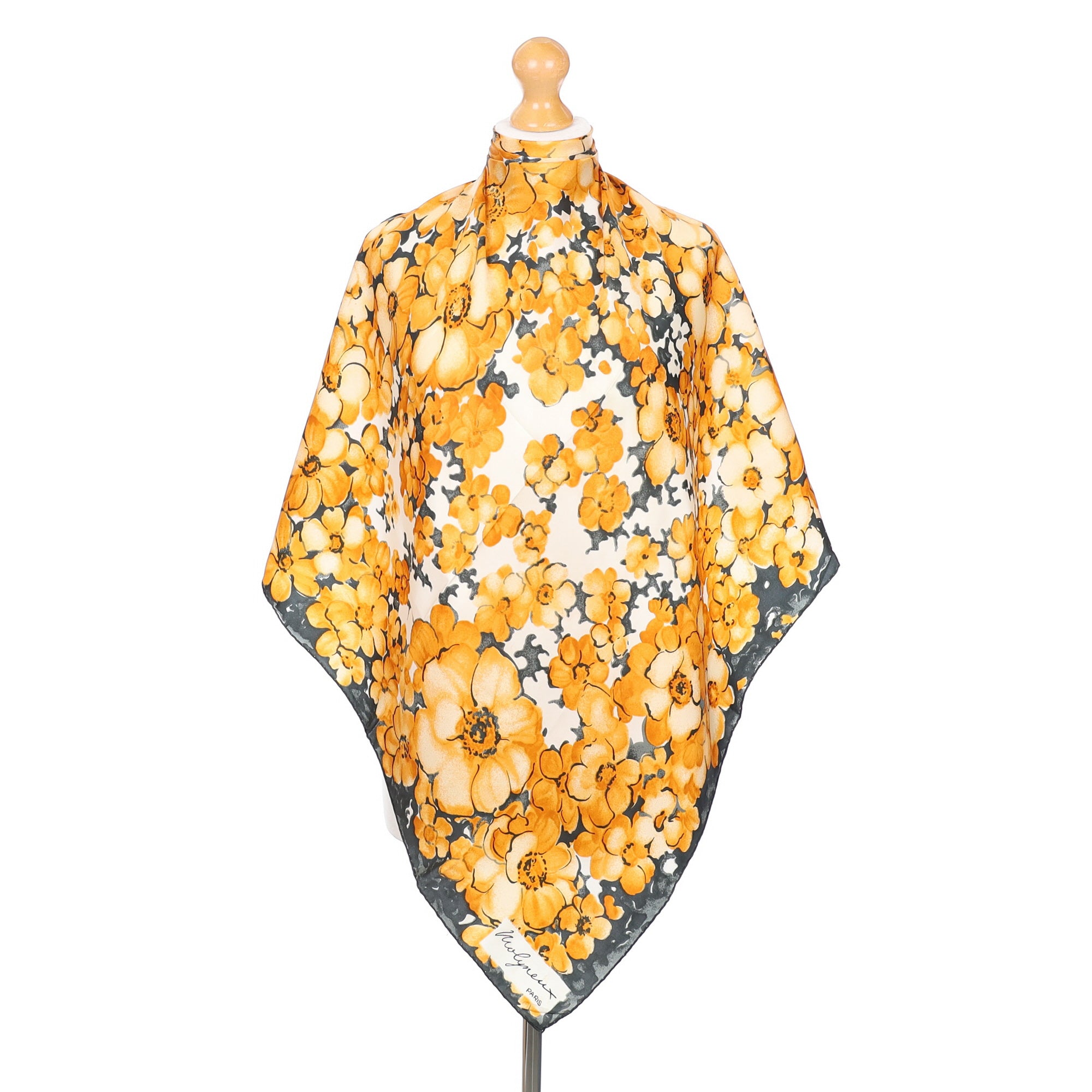 1960’s Burnt Orange Floral Vintage Silk Scarf