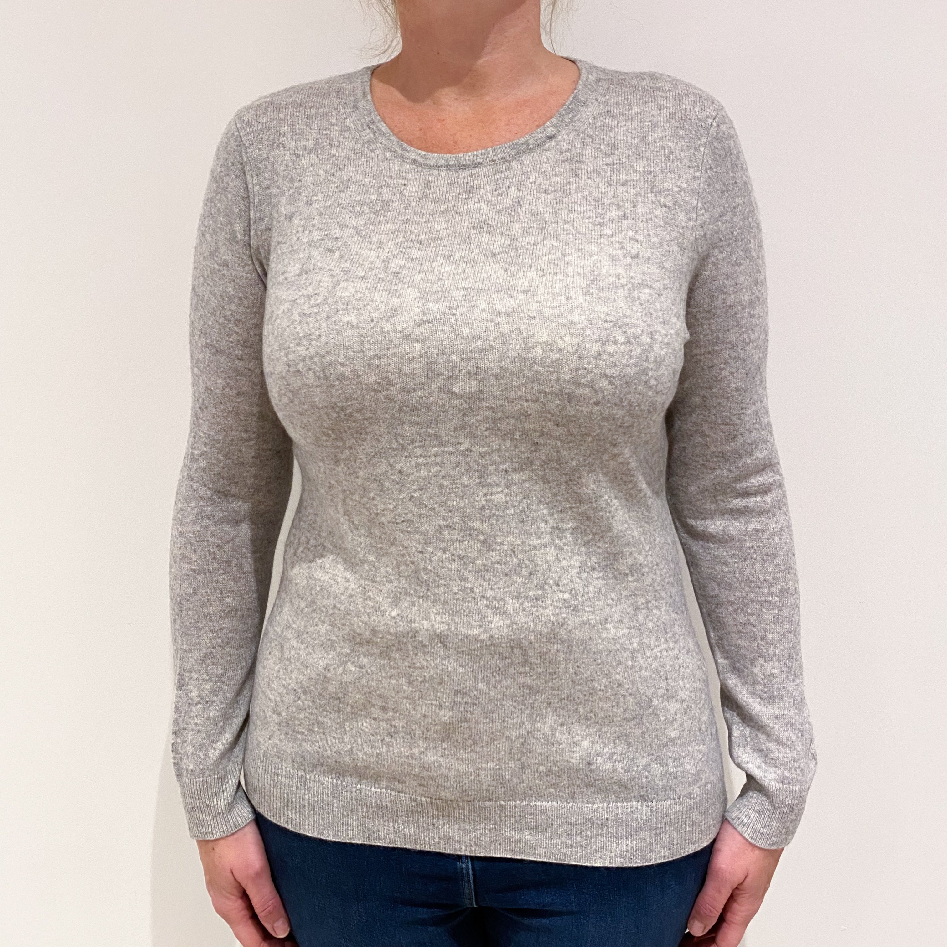 Smoke Grey Cashmere Crew Neck Jumper Large