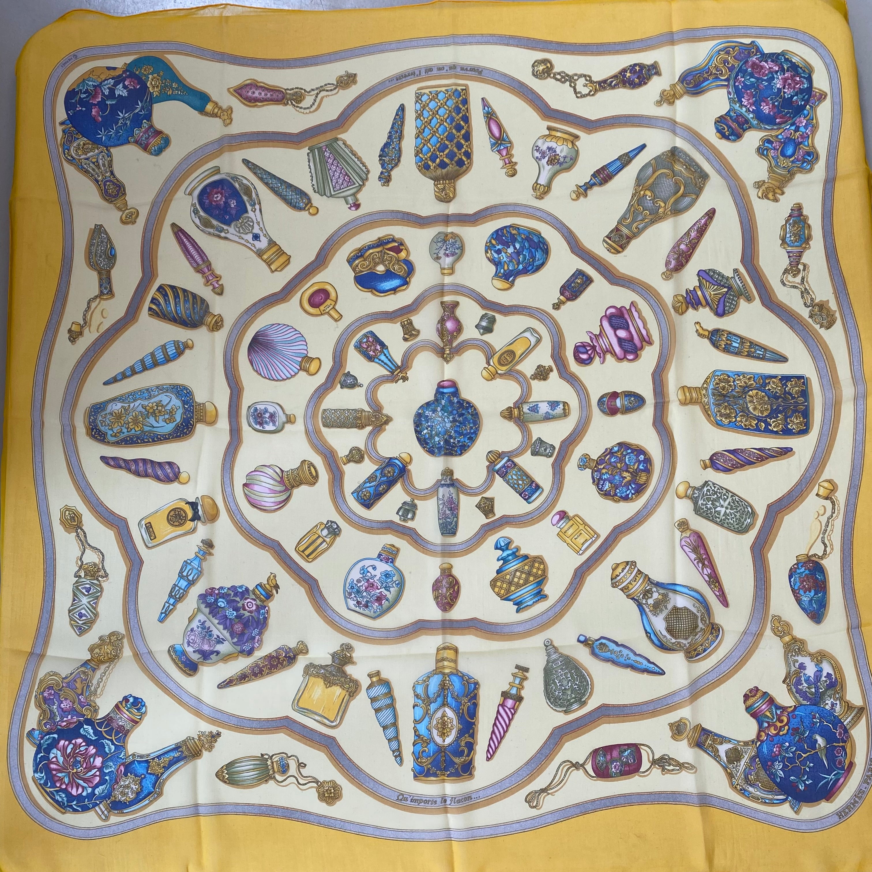 Brand New Hermès Qu’ Importe le Flacon Mousseline Silk Scarf