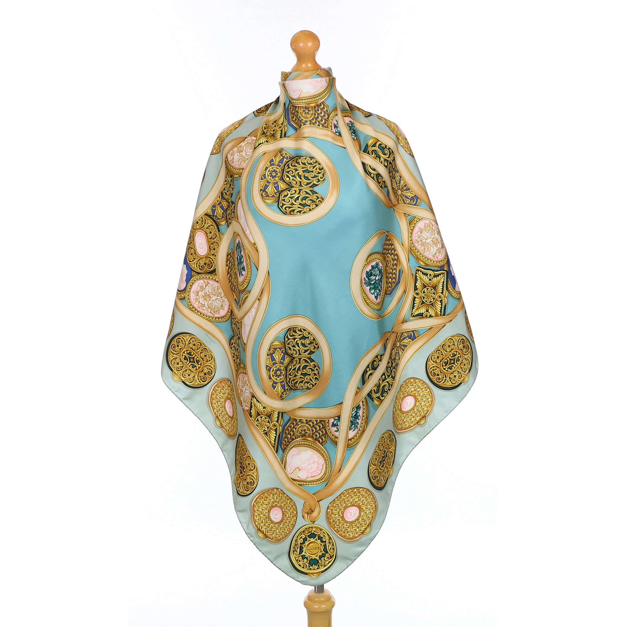 Lancel Locket Design Vintage Silk Scarf