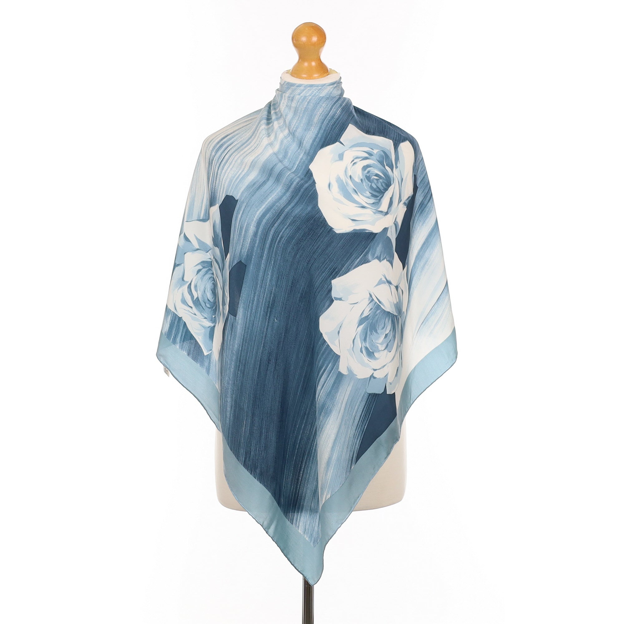 1970’s Blue Rose Vintage Silk Scarf