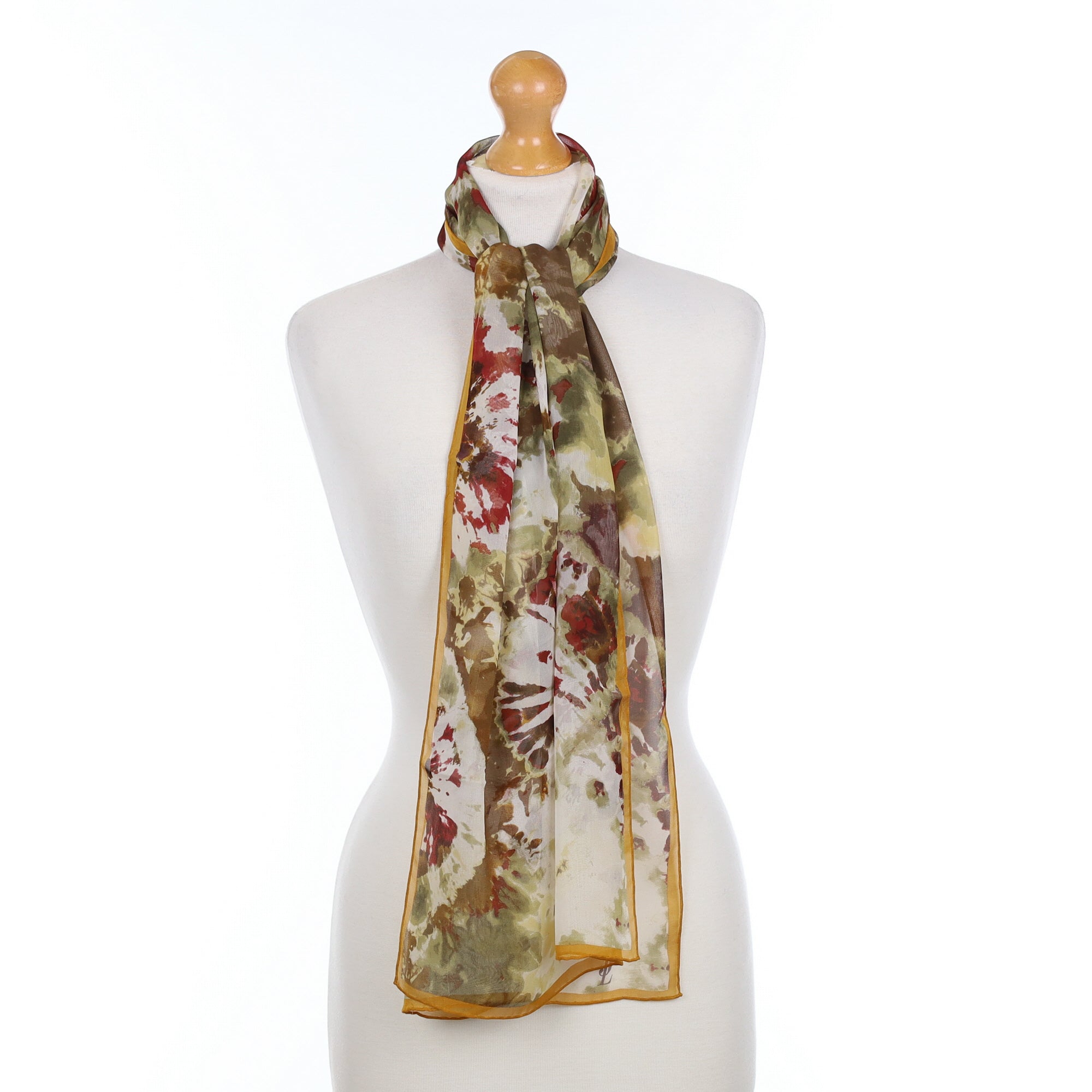 Brand New Jammers & Leufgen Khaki Patterned Silk Scarf