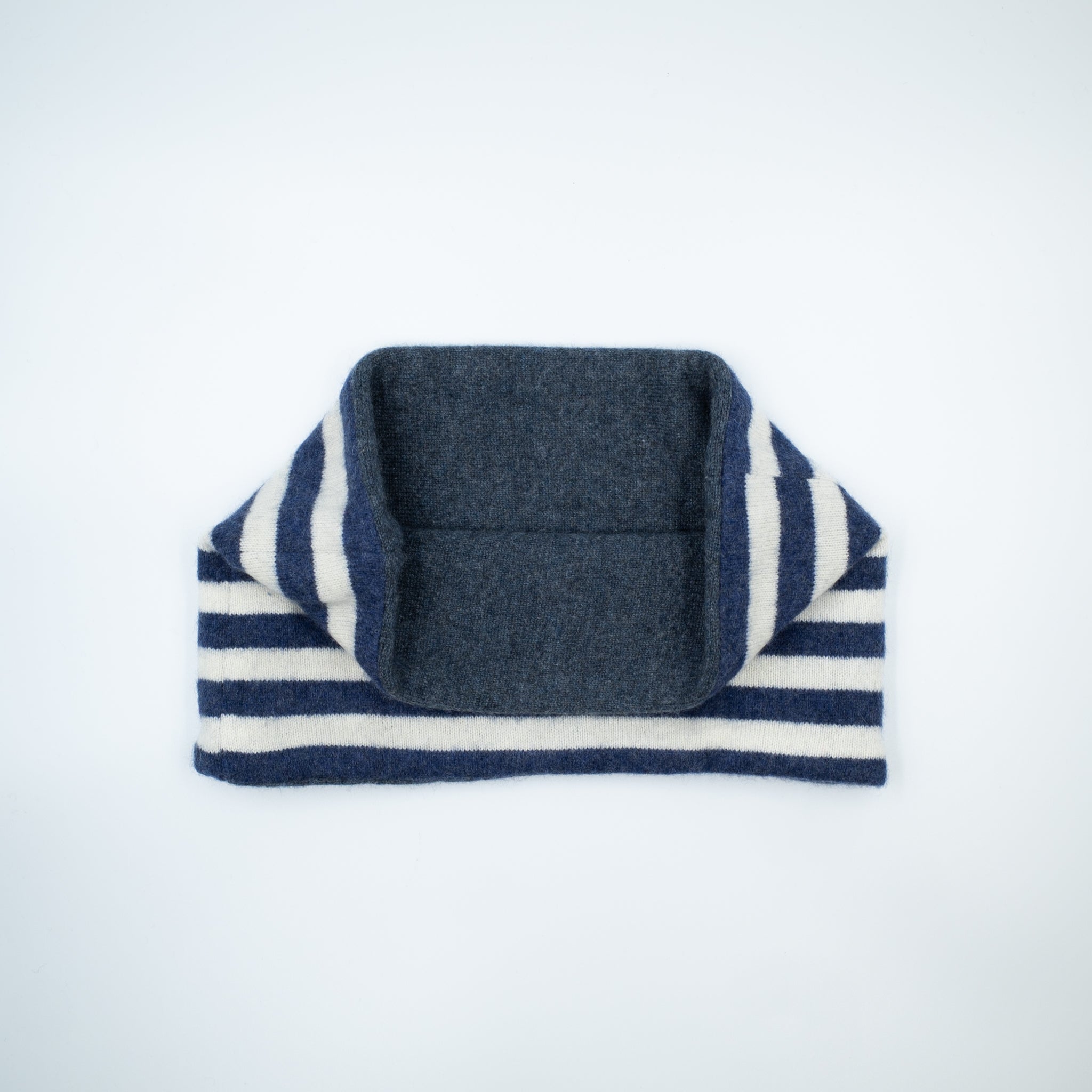 Denim Blue and Ivory Stripe Neck Warmer