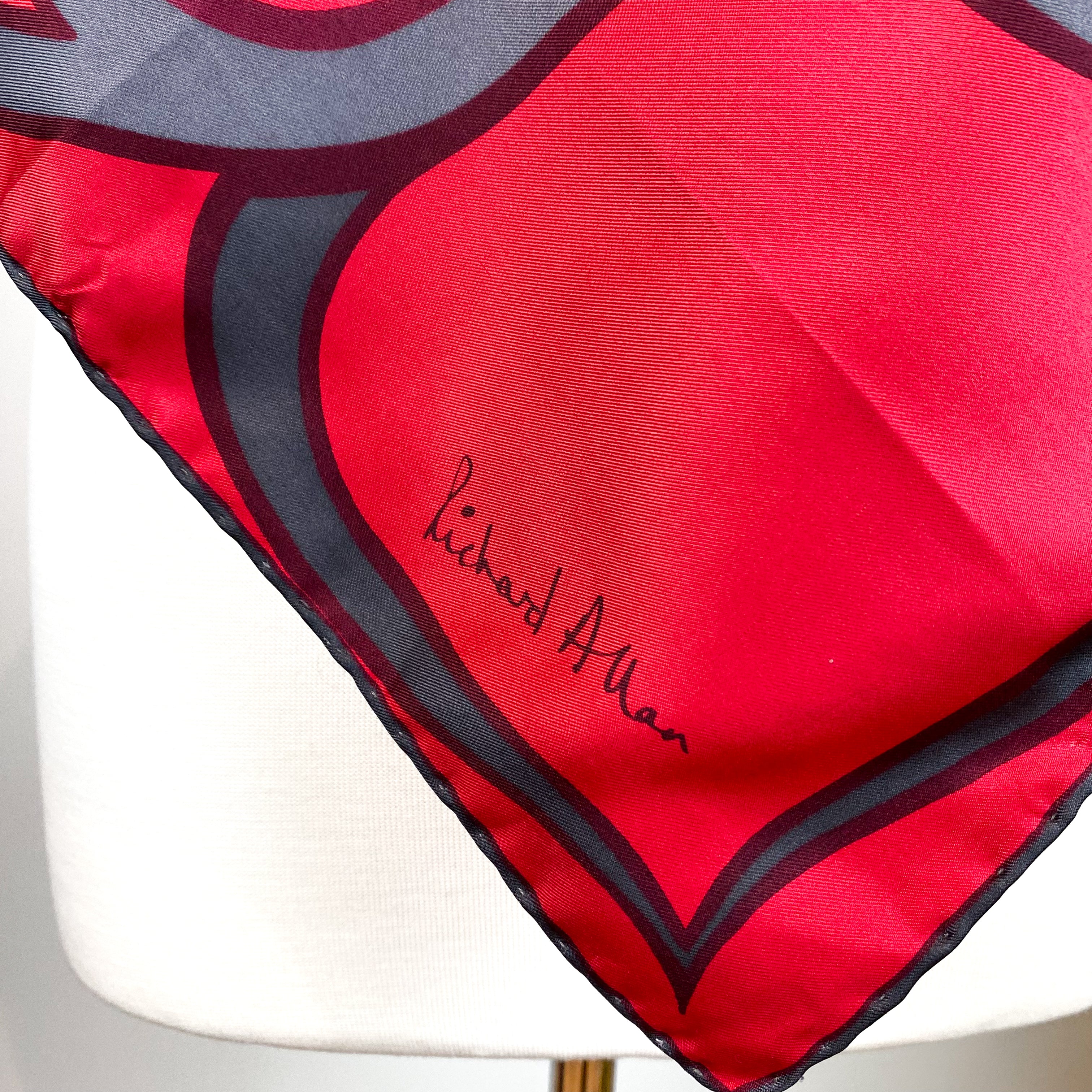 1970s Richard Allan Abstract Vintage Silk Scarf