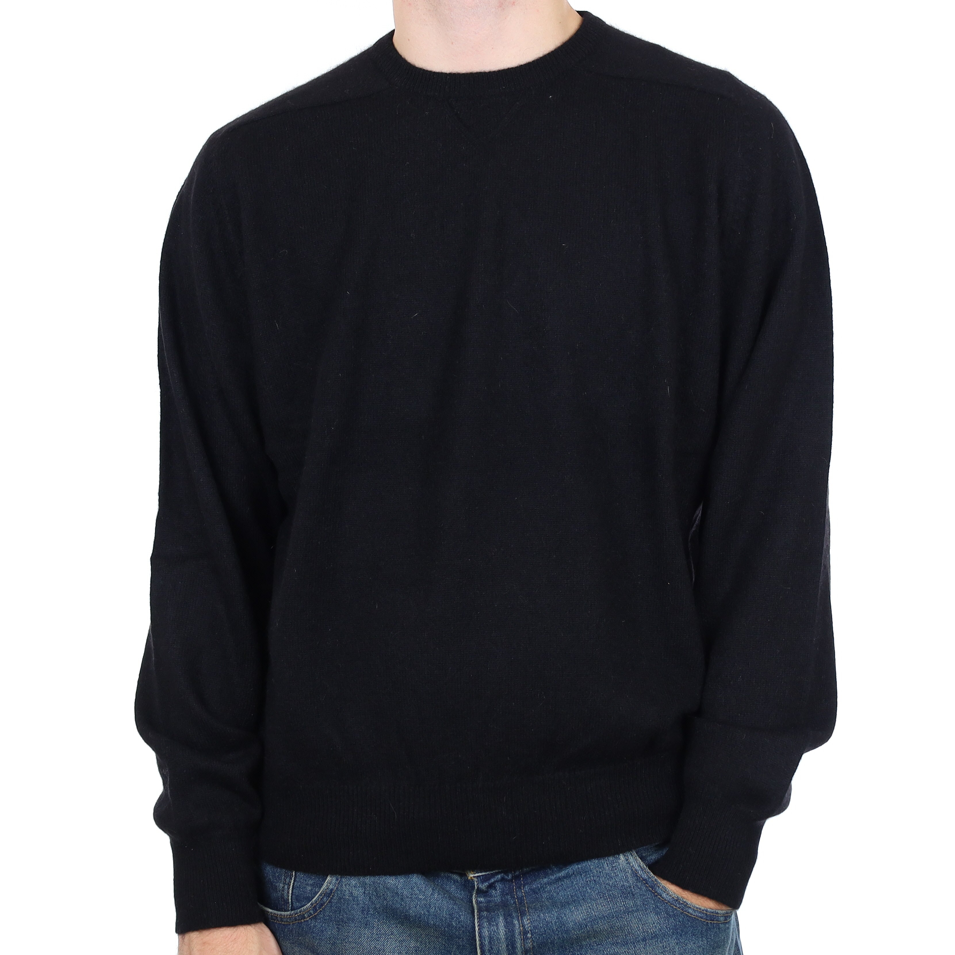 Men’s Black Cashmere Crew Neck Jumper Large