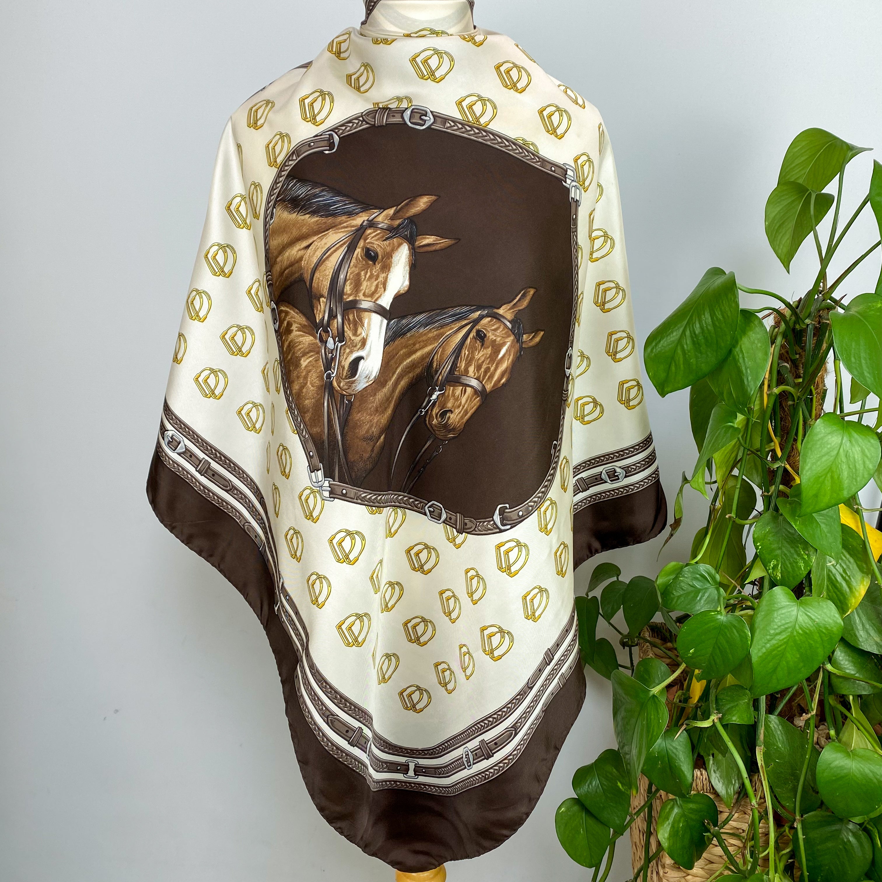1970s Equestrian Silk Scarf