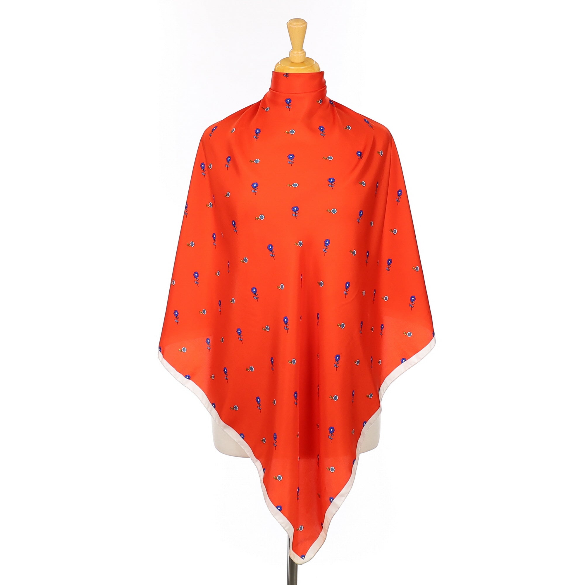 Luca Lombardi Red Patterned Vintage Silk Scarf