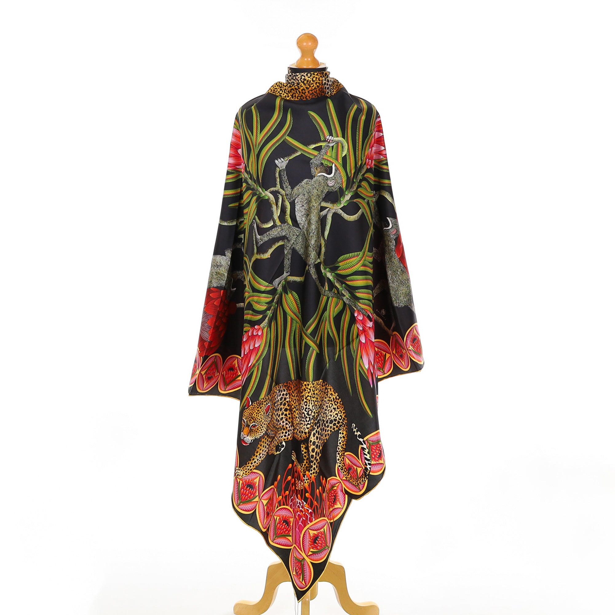 Brand New Bellezza Black & Sage Leopard Safari Double Faced Silk Scarf Extra Large DISPATCHED W/C 25th AUGUST
