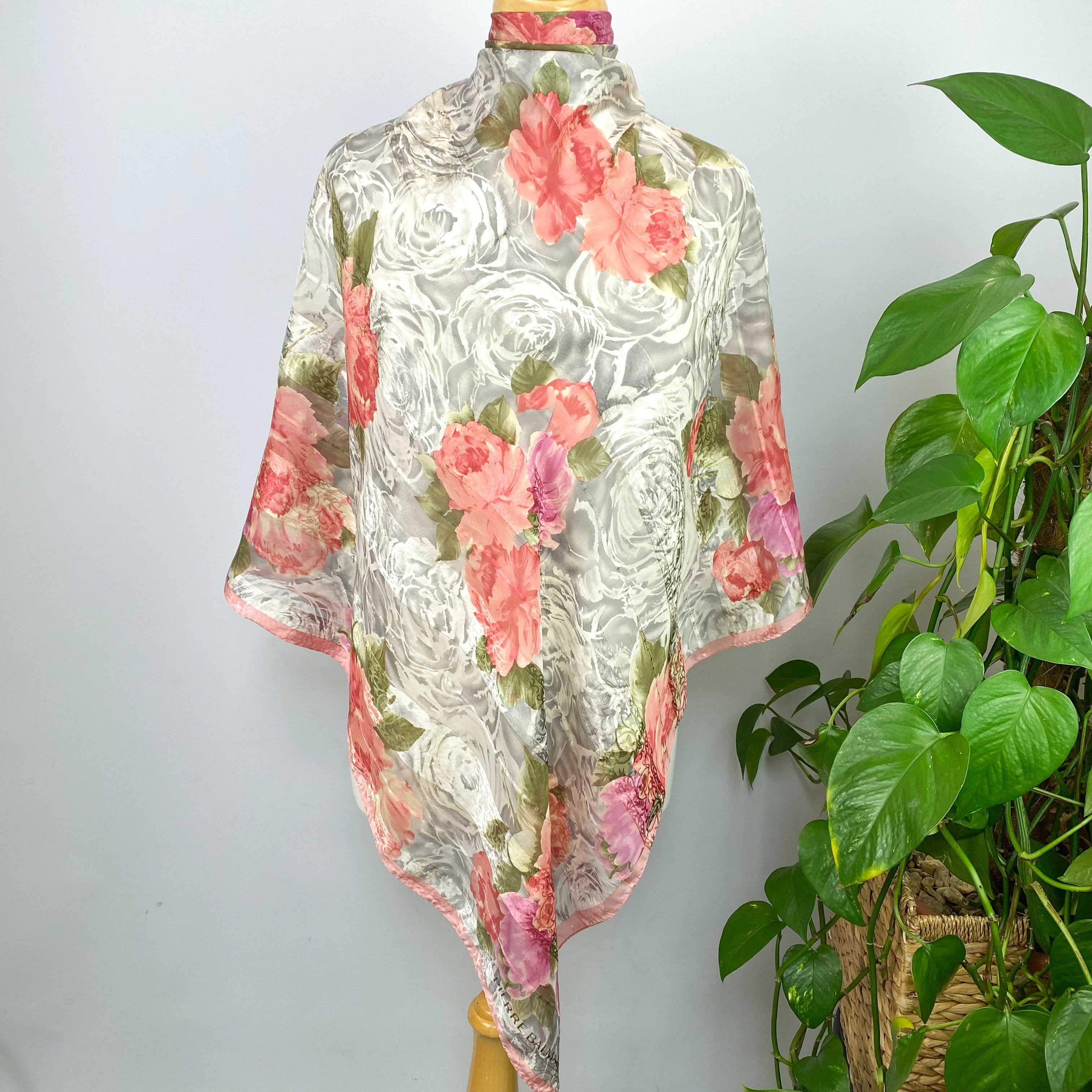 1980s Pierre Balmain Floral Vintage Silk Scarf