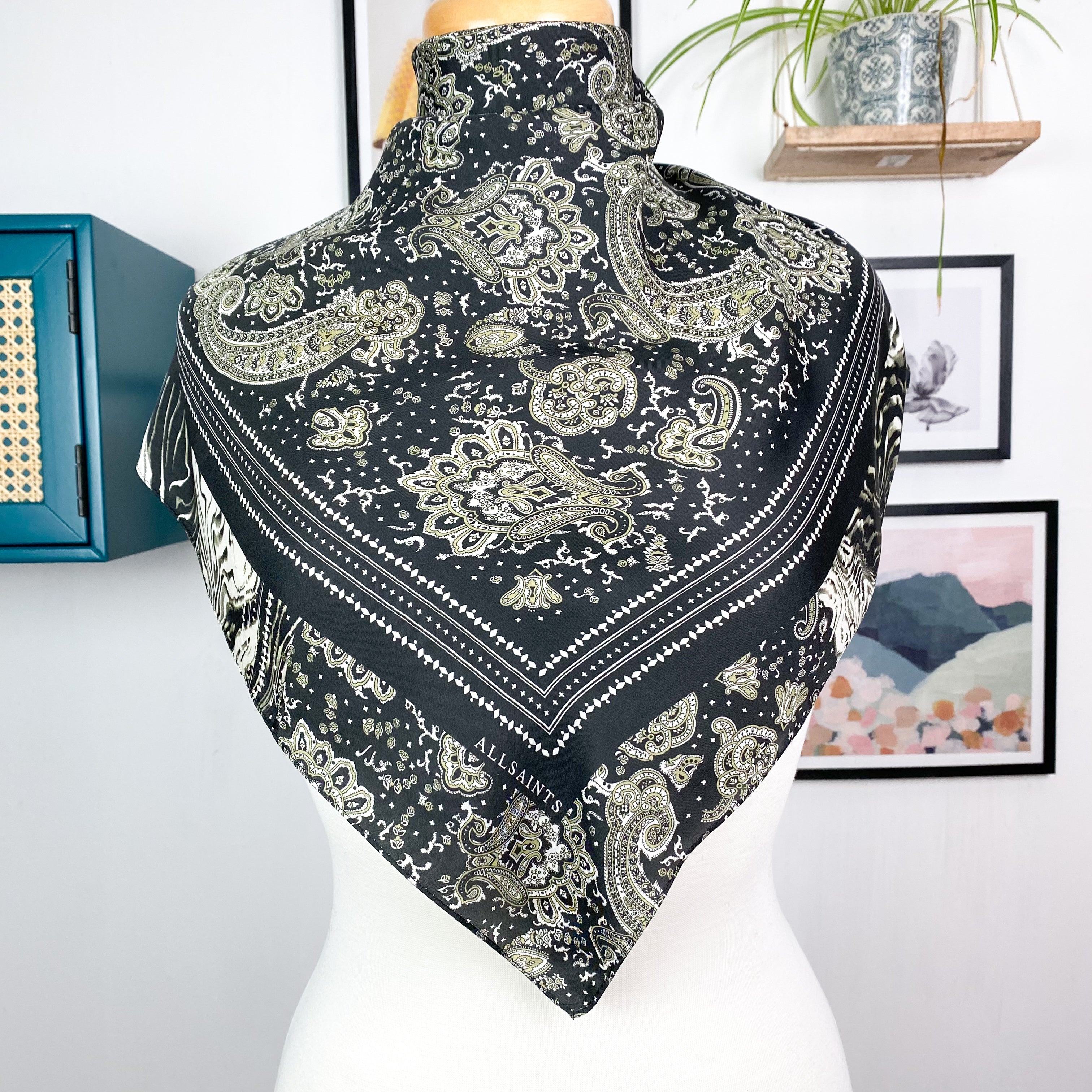 All Saints Paisley Small Silk Scarf