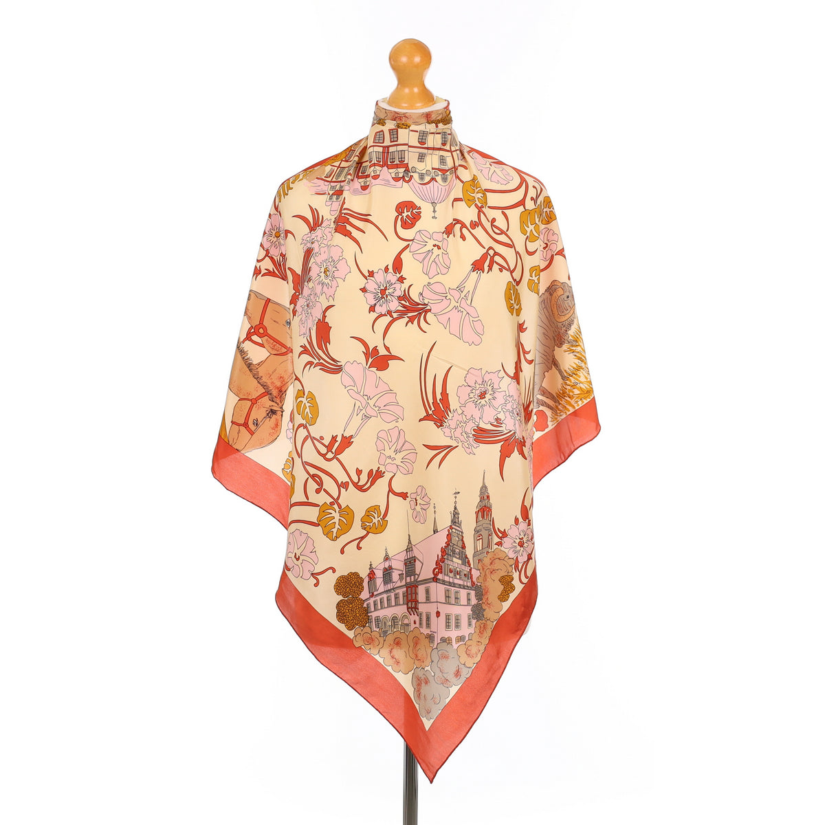 Floral Equestrian Vintage Silk Scarf