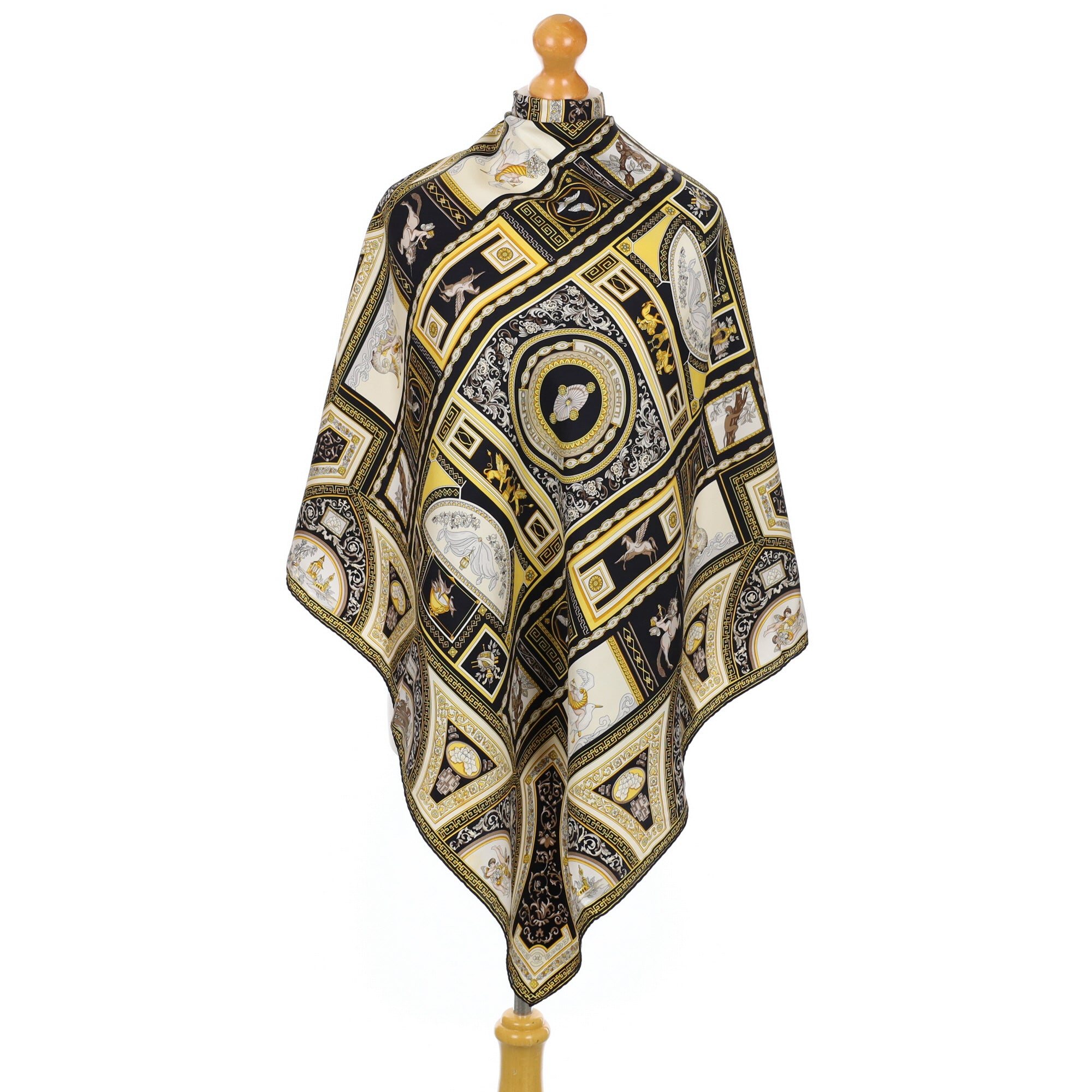 Etro Black, Cream & Yellow Large Silk Scarf