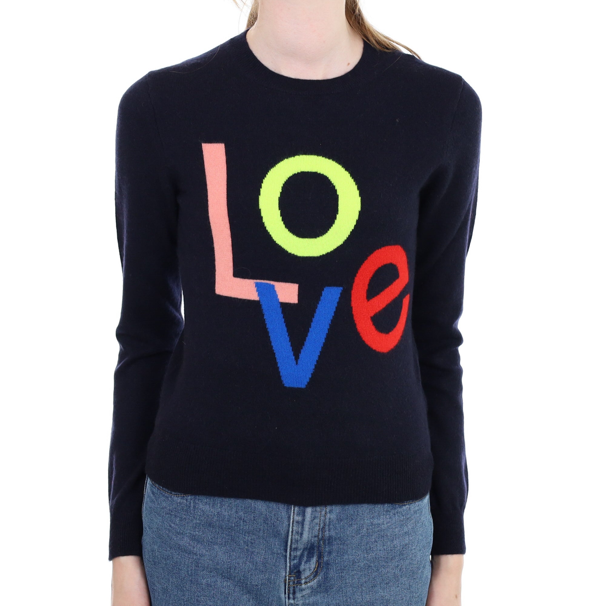 Chinti & Parker Navy Slogan Crew Neck Jumper Extra Small