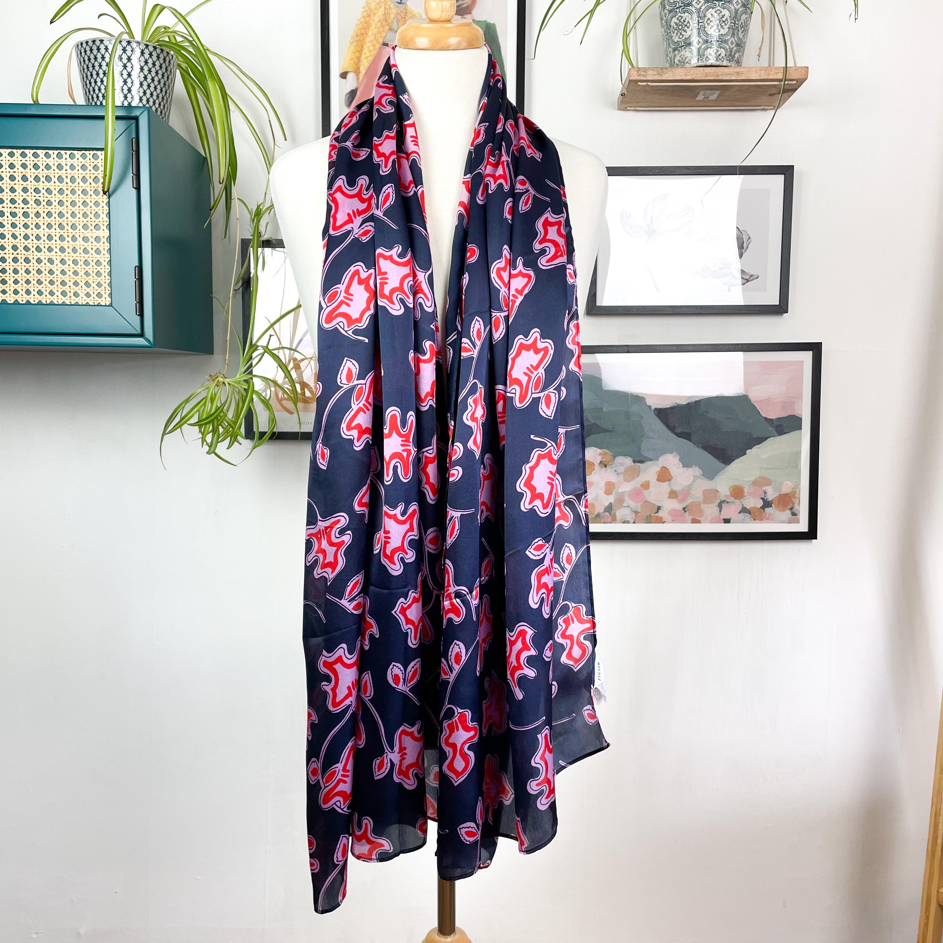 Jigsaw Wrap Style Satin Silk Scarf
