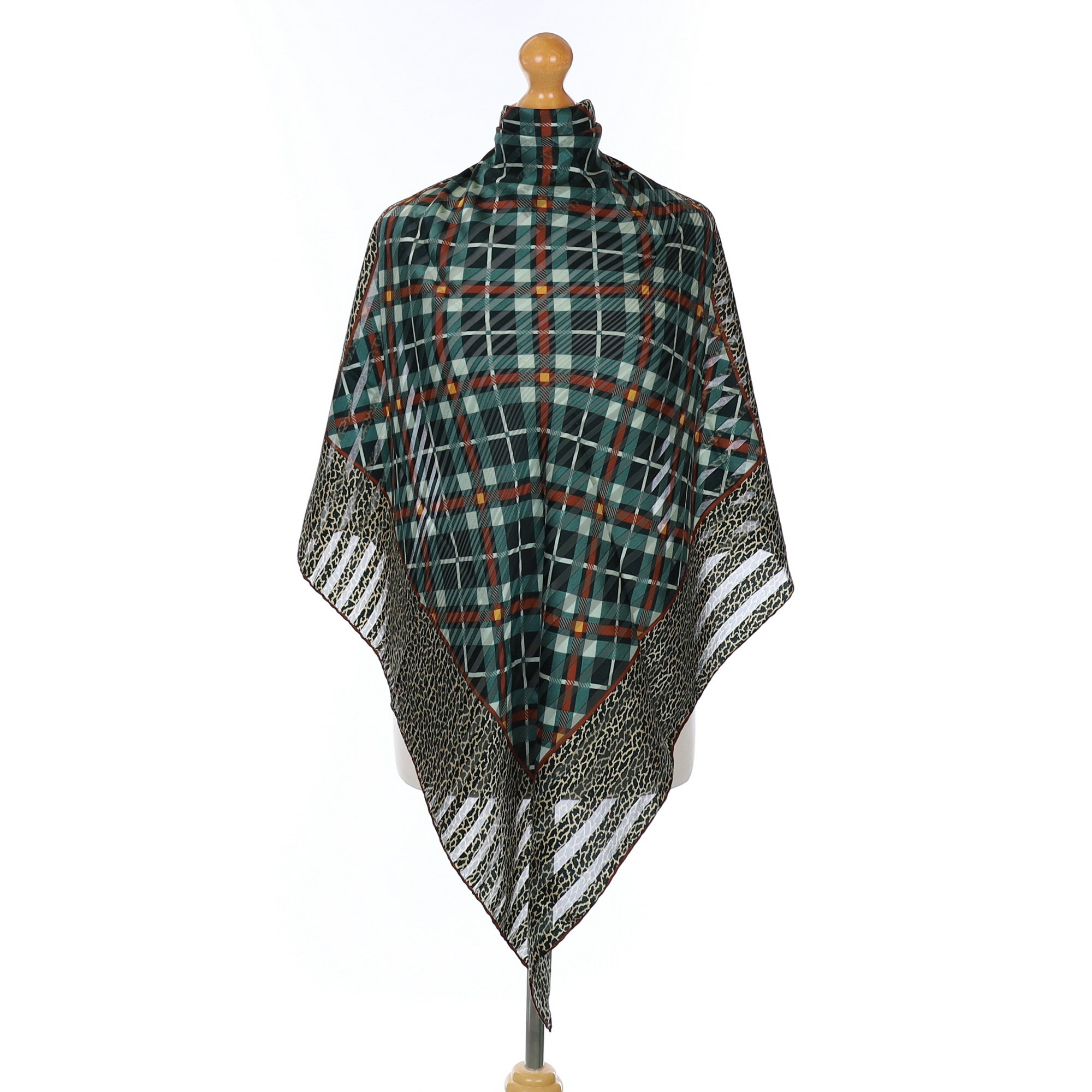 Ostinelli Green Plaid Vintage Silk Scarf