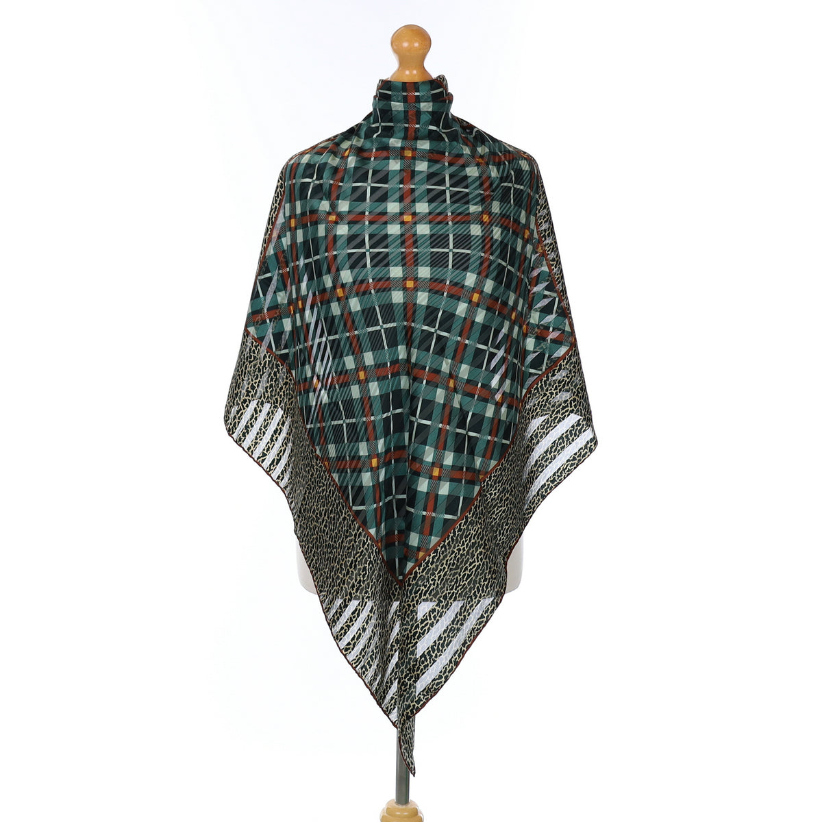Ostinelli Green Plaid Vintage Silk Scarf