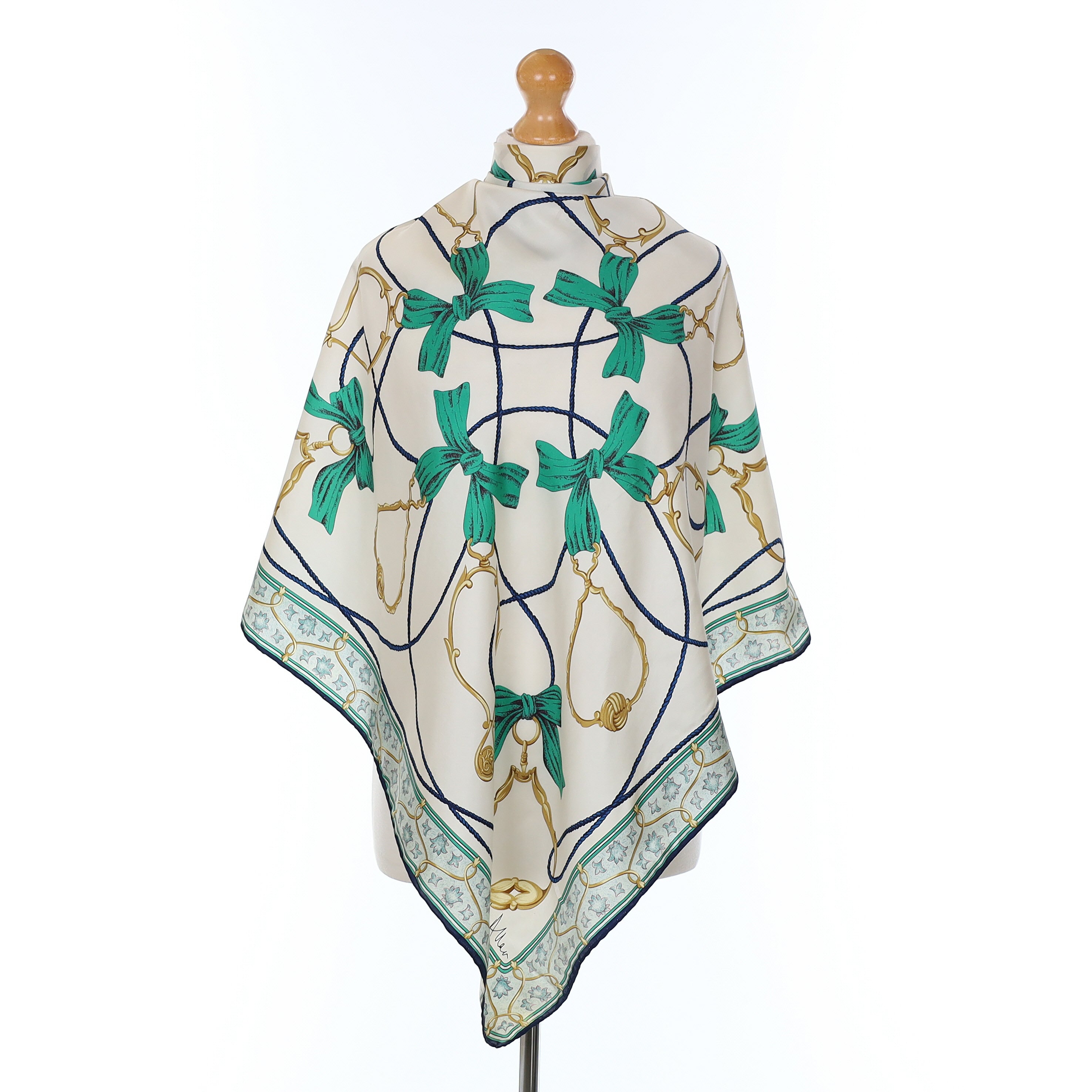 Richard Allan Bows And Chains Vintage Silk Scarf