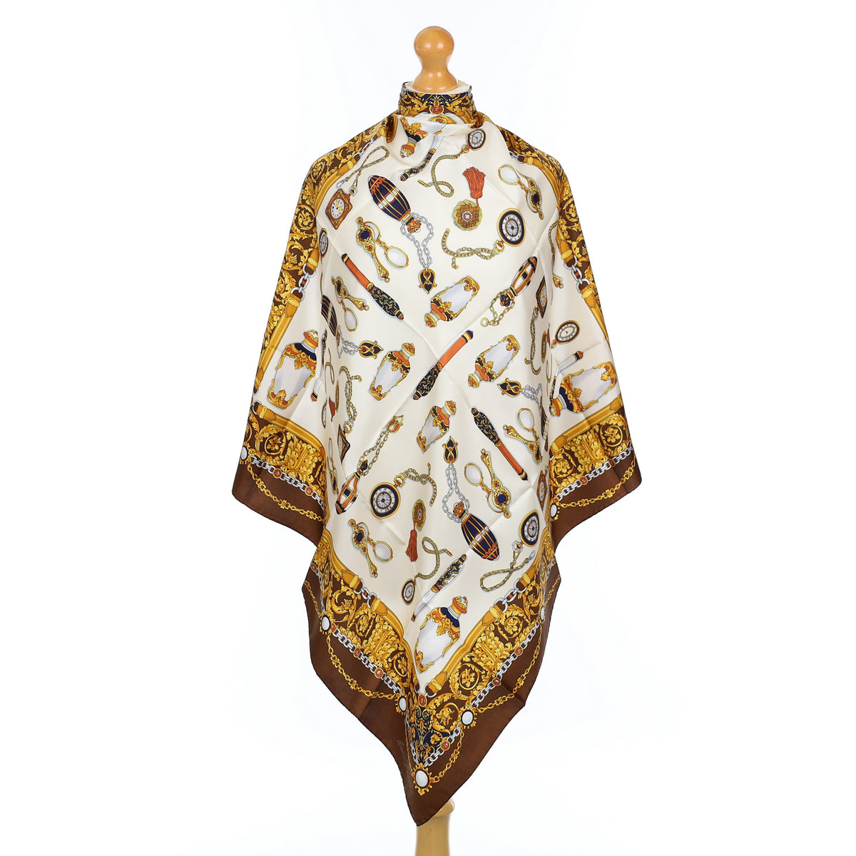 Brand New Brown Trinket Silk Scarf