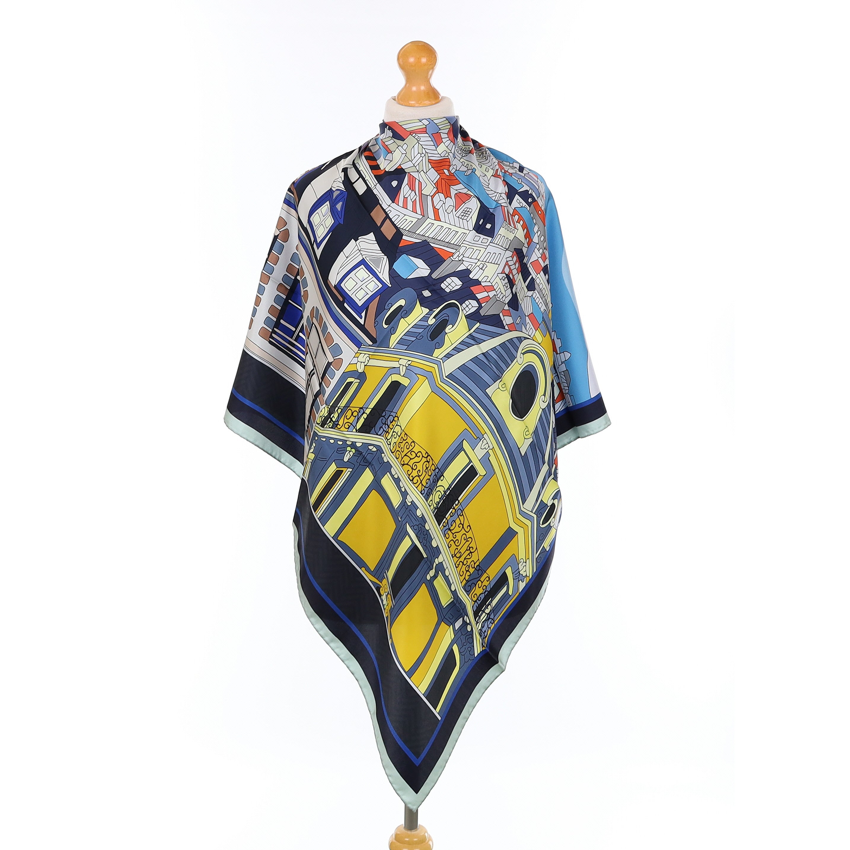 Brand New Italian Paris City Scape Silk Scarf