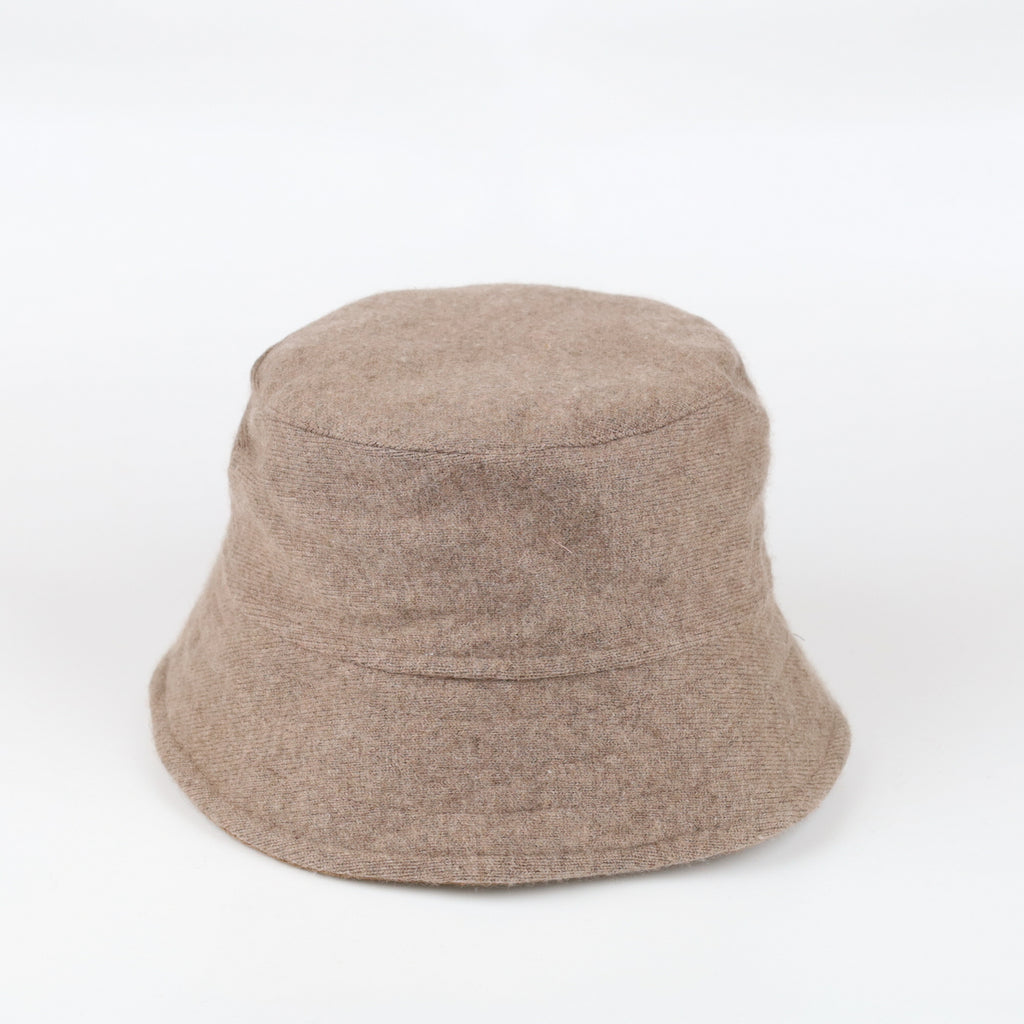Taupe Brown Cashmere Reversible Bucket Hat Small