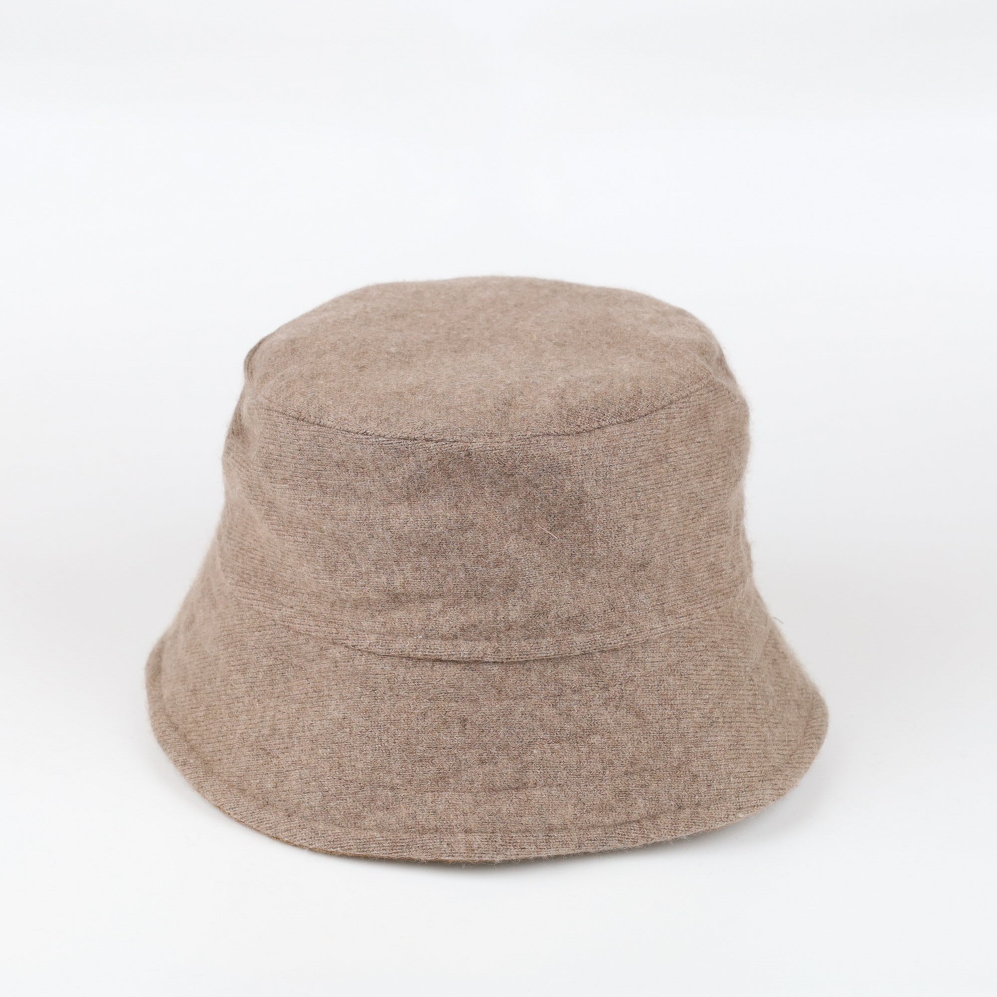 Taupe Brown Cashmere Reversible Bucket Hat Small