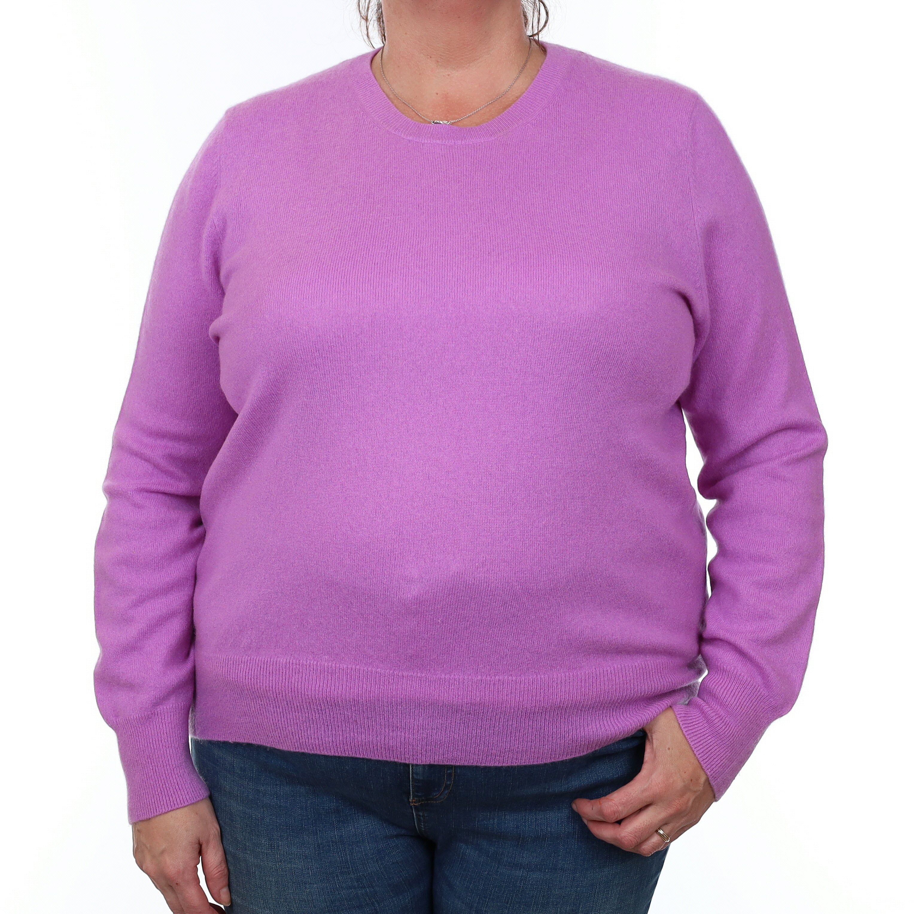 Mauve Purple Cashmere Crew Neck Jumper Extra Large