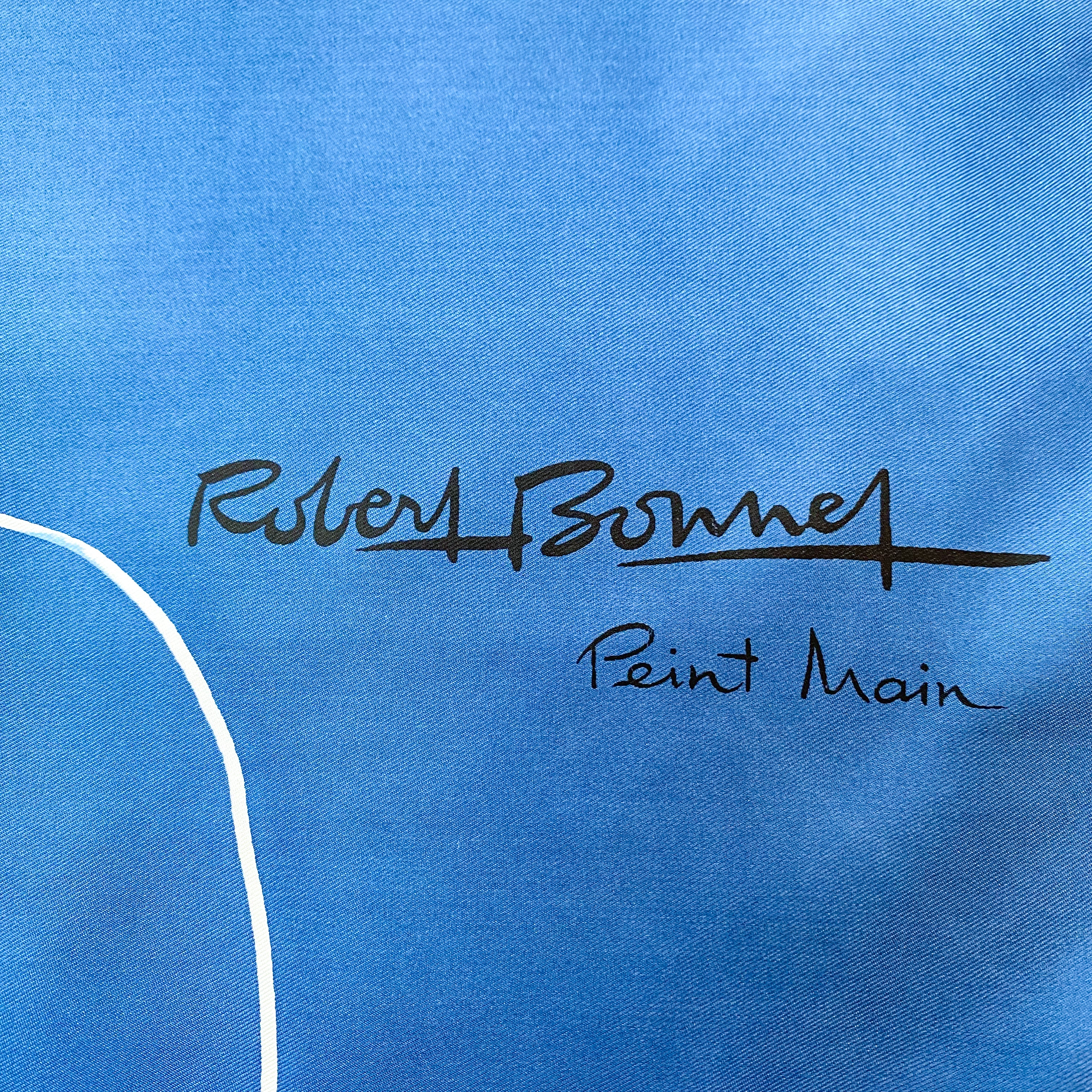 Robert Bonnet Blue and White Silk Scarf
