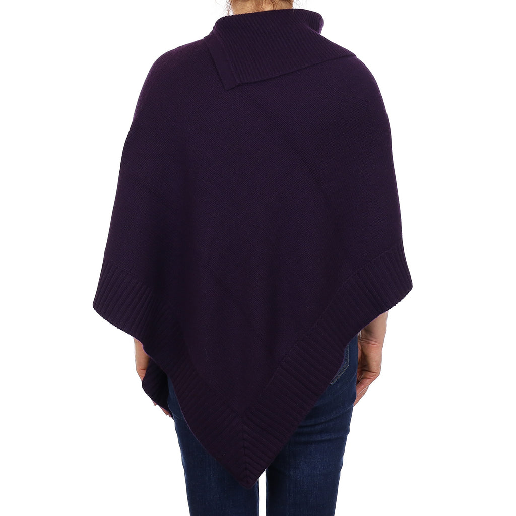 Brand New Scottish Hawico Shadow Purple Luxury Chunky Cashmere Poncho