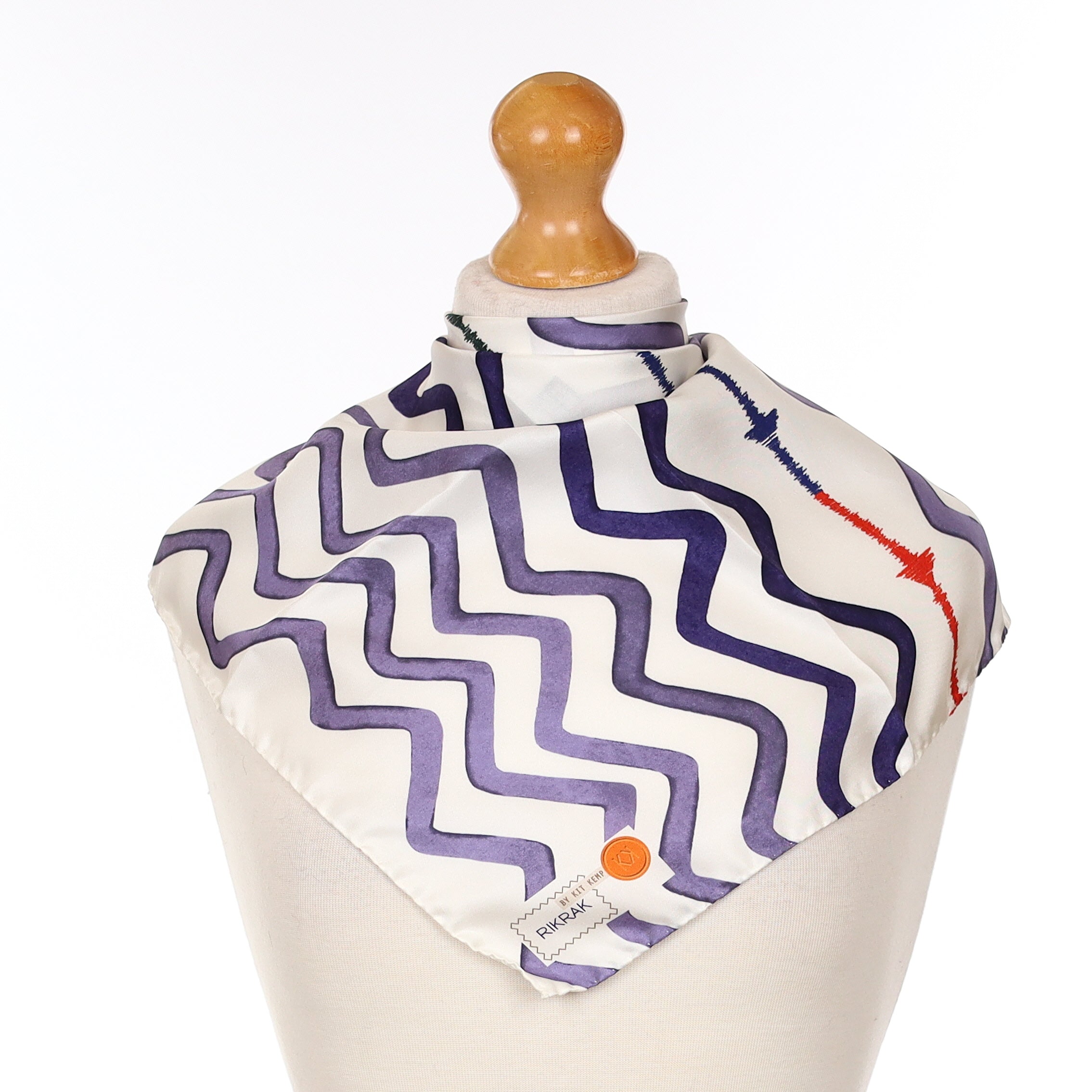 Brand New Boxed Rikrak Blue Wave Silk Scarf