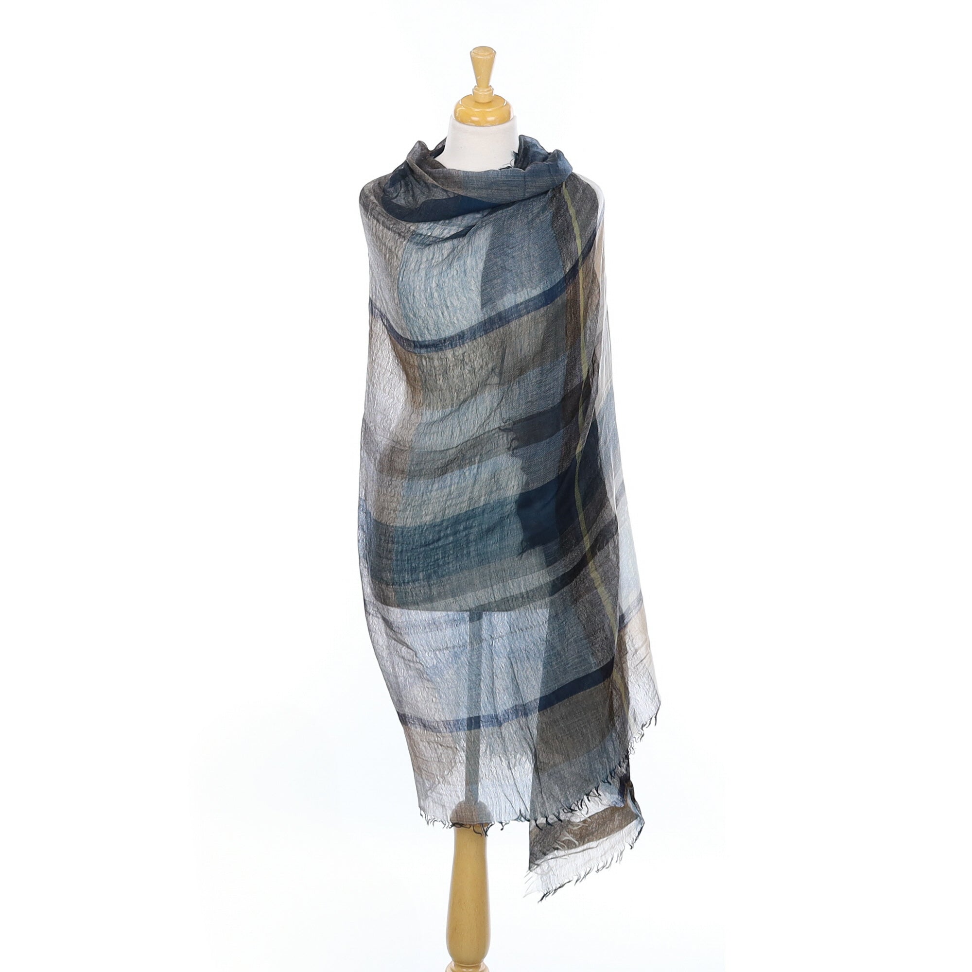 Scottish Begg & Co Forest Green and Brown Extra Fine Woven Cashmere Wrap